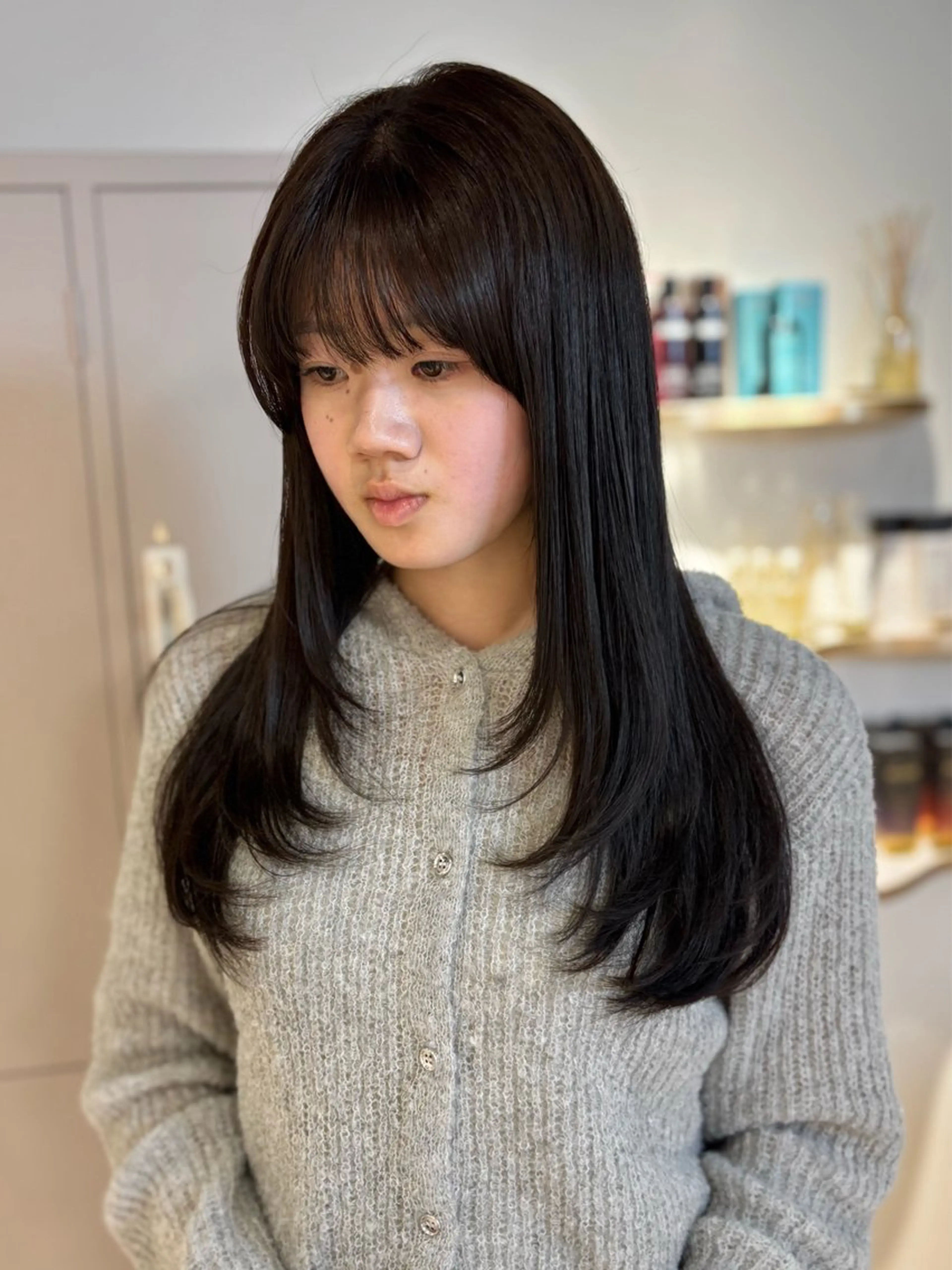 セミロング カット ヘアカラー トリートメント 髪質改善/韓国ヘア/ 赤み消し/sahoのヘアスタイル