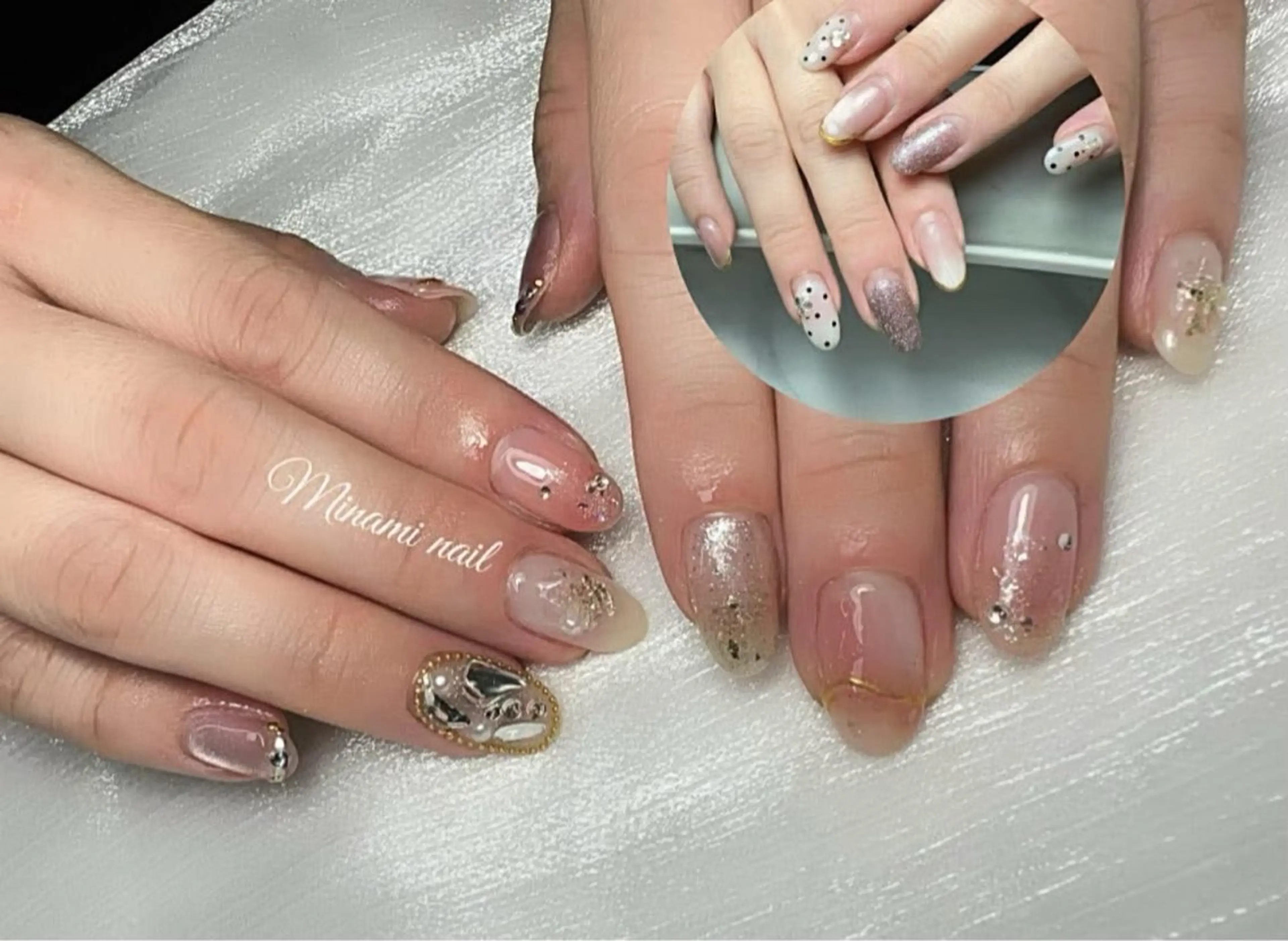 ネイル アートネイル オーロラネイル ガーリー キラキラネイル 韓国ネイル Minami Nailsのネイルデザイン