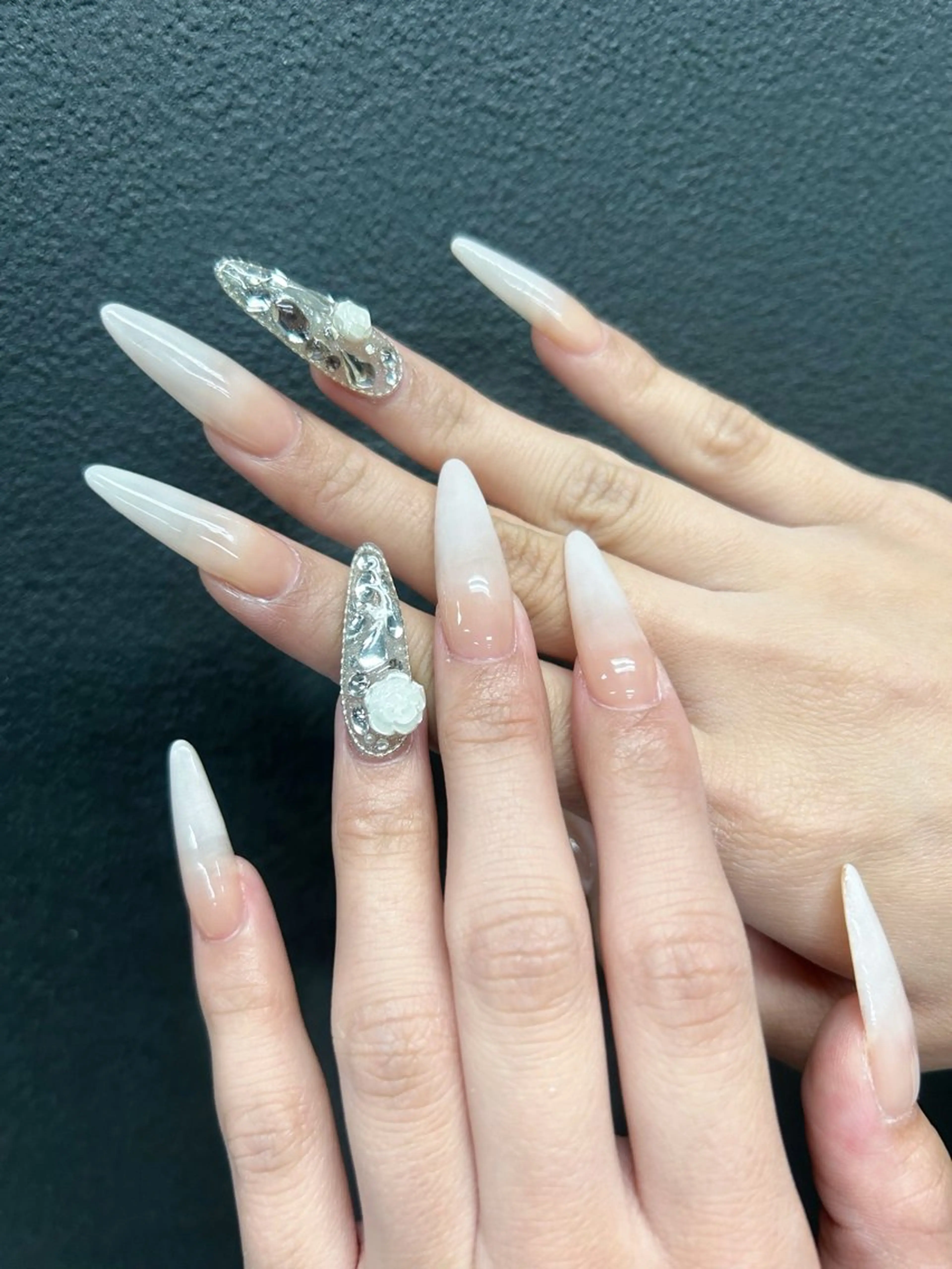 ネイル 韓国ネイル 持ち込み ニュアンスネイル ネイルチップ 冬ネイル LISA ANA.CHUOのネイルデザイン