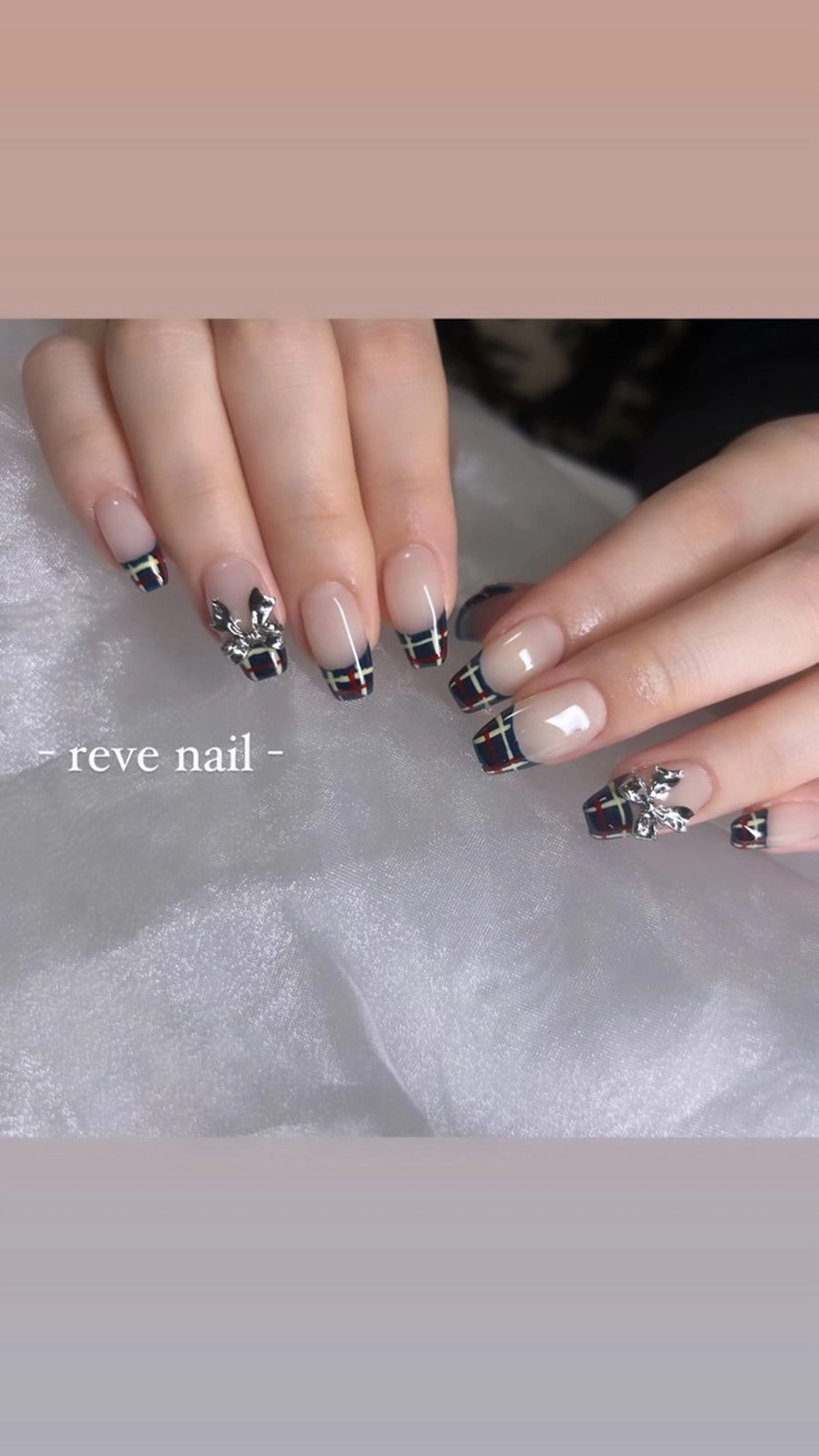 ネイル リボン ハンドネイル 門真市 三ツ島 reve nailのネイルデザイン