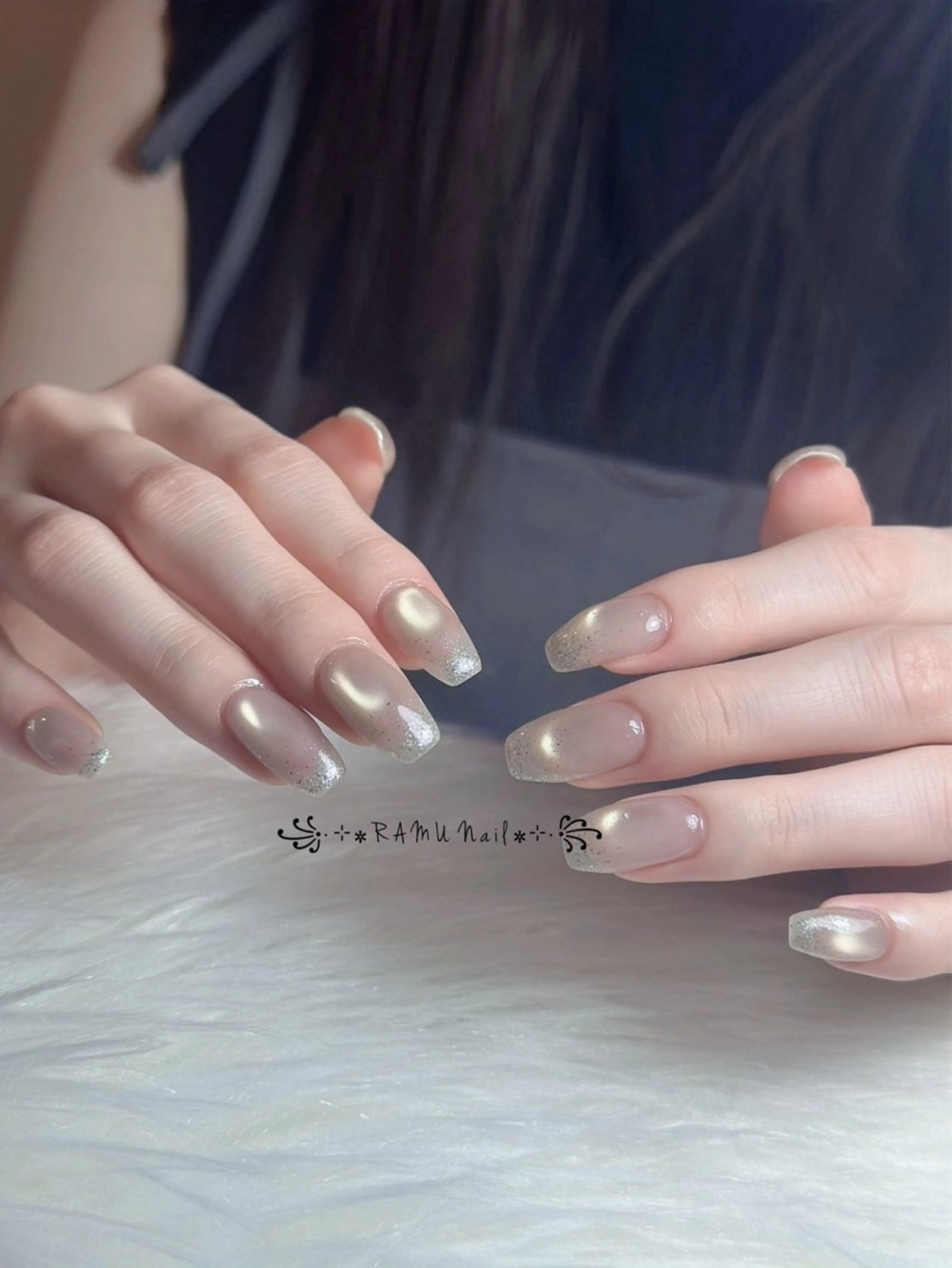 ネイル キラキラネイル マグネットネイル ミラーネイル ピンク 夏ネイル ハンドネイル RAMU Nail 恵比寿店のネイルデザイン