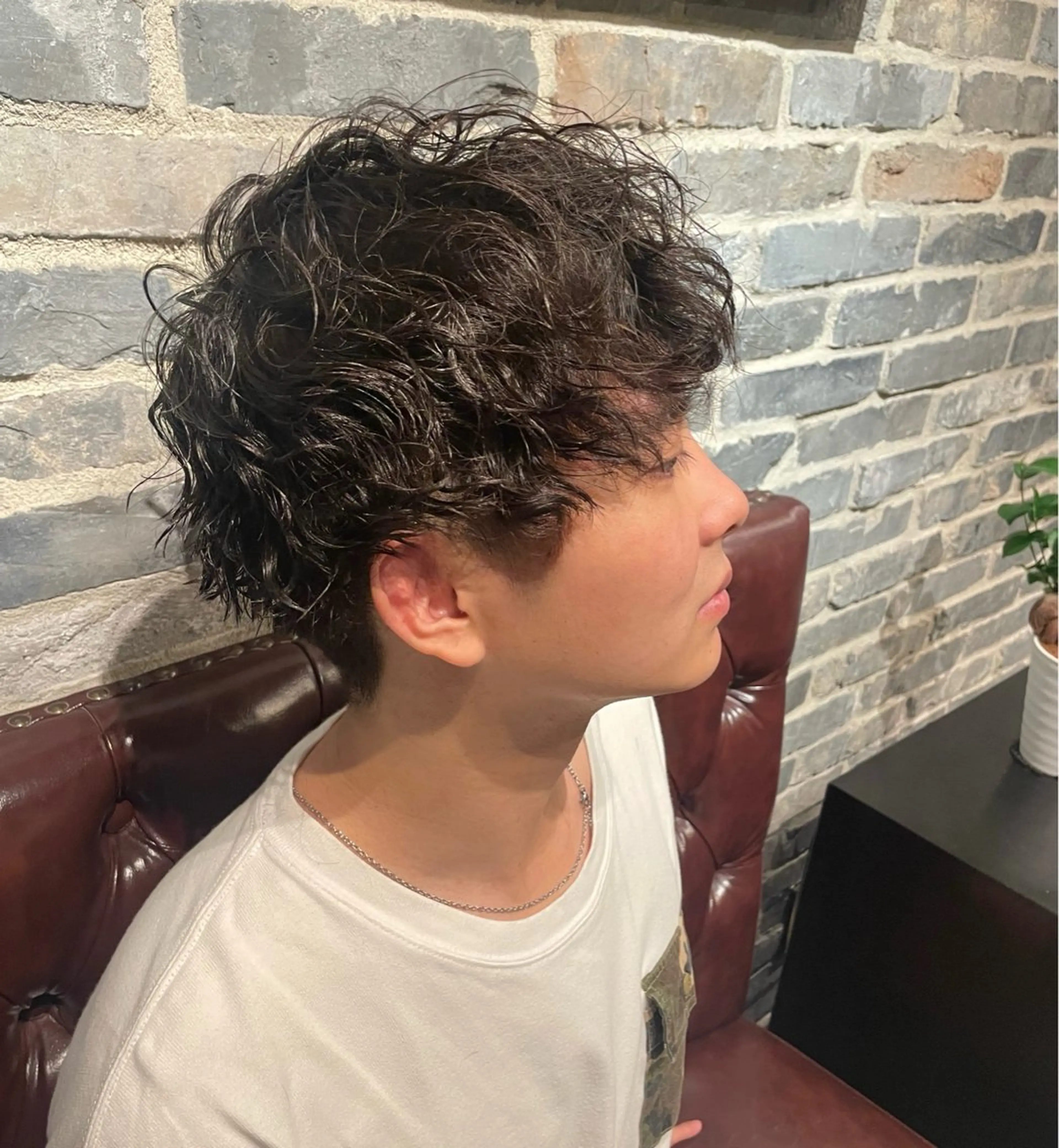 ショート パーマ メンズ メンズパーマ スパイラルパーマ カット無料 長利愛花のヘアスタイル