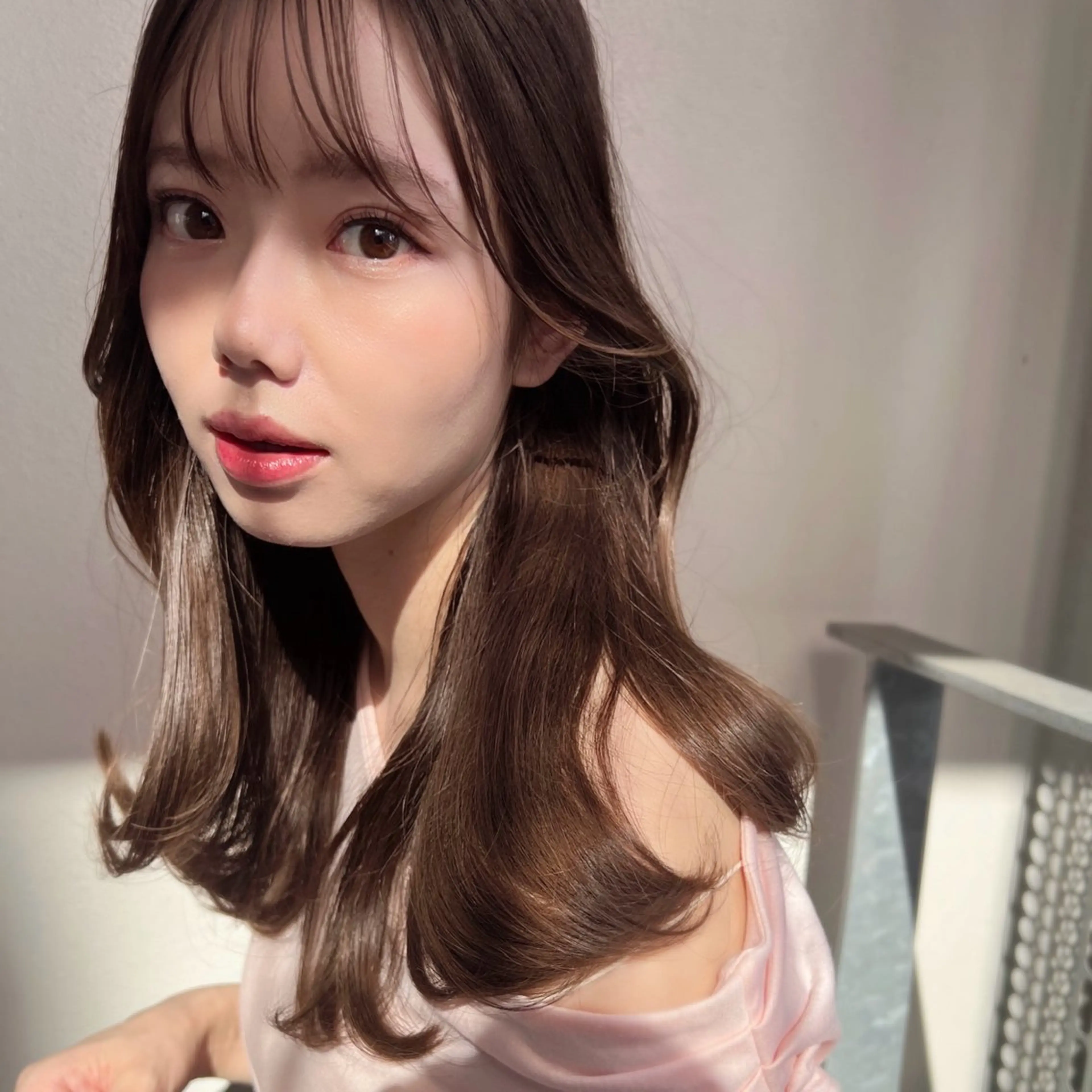 セミロング カット ヘアカラー トリートメント 韓国モテhair🍑 momoのヘアスタイル
