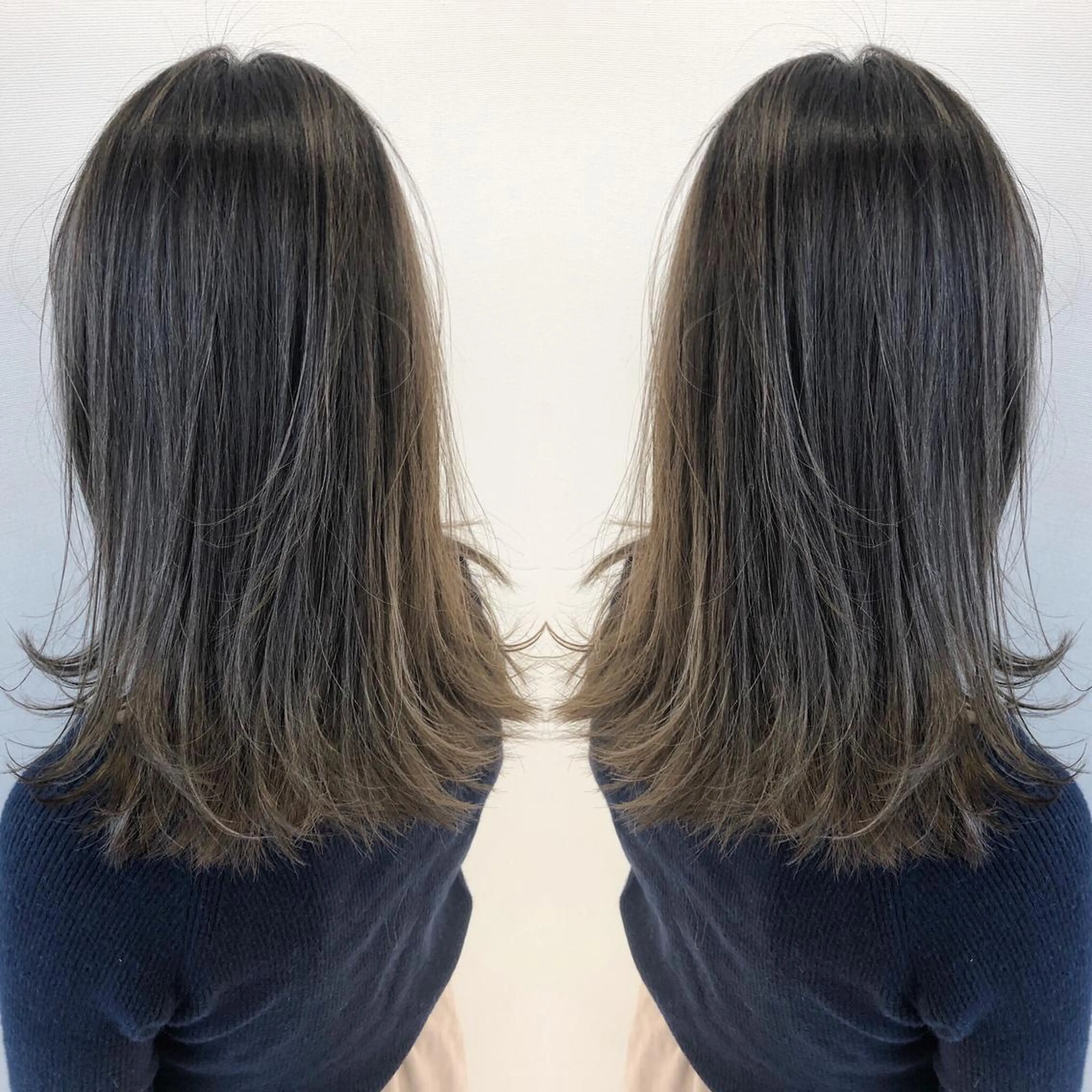 ミディアム カラー アッシュ バレイヤージュ ブリーチ グラデーションカラー グレージュ 三鷹で1番ショート ボブをカットする新谷のヘアスタイル