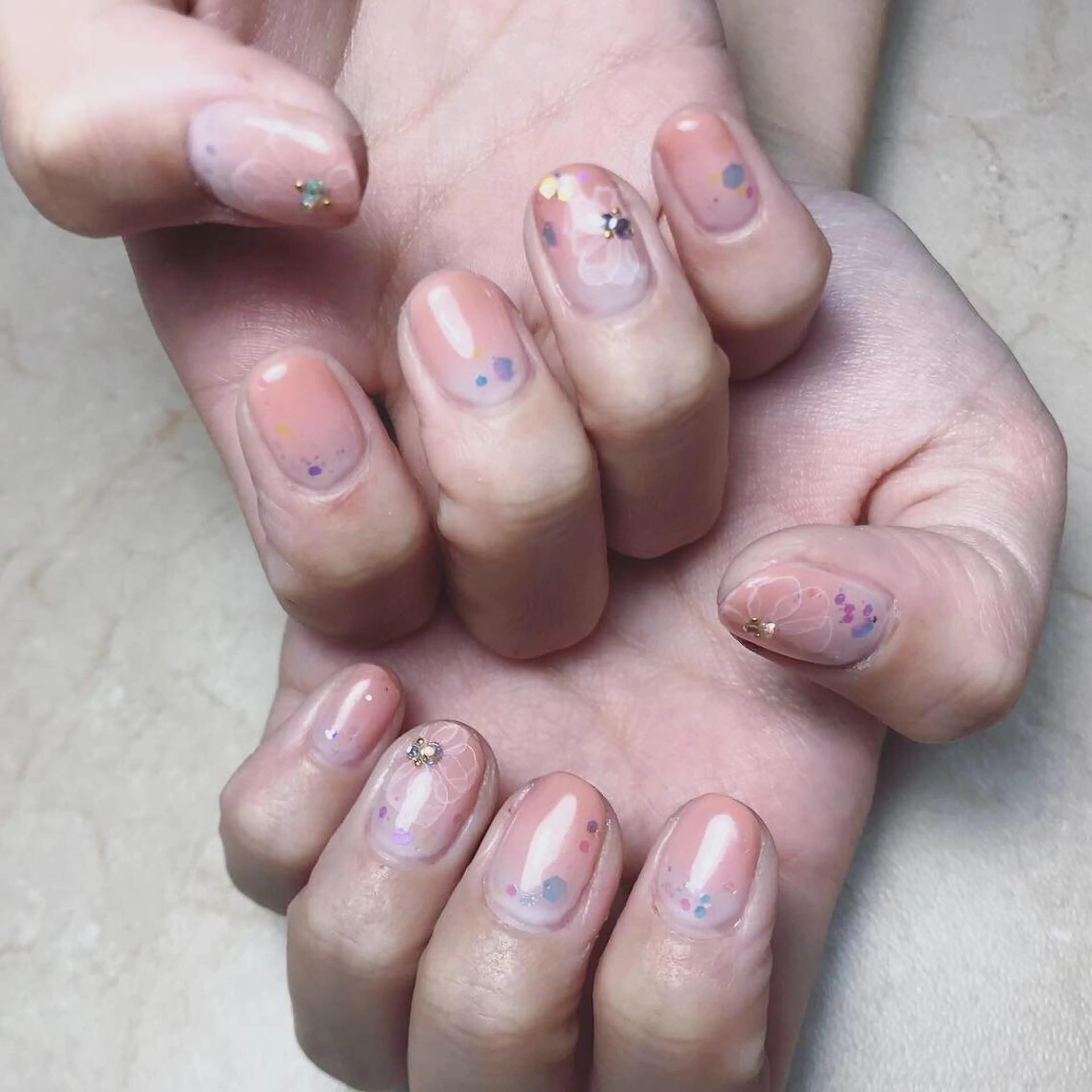 ネイル 成人式 フラワーネイル mellow mのネイルデザイン