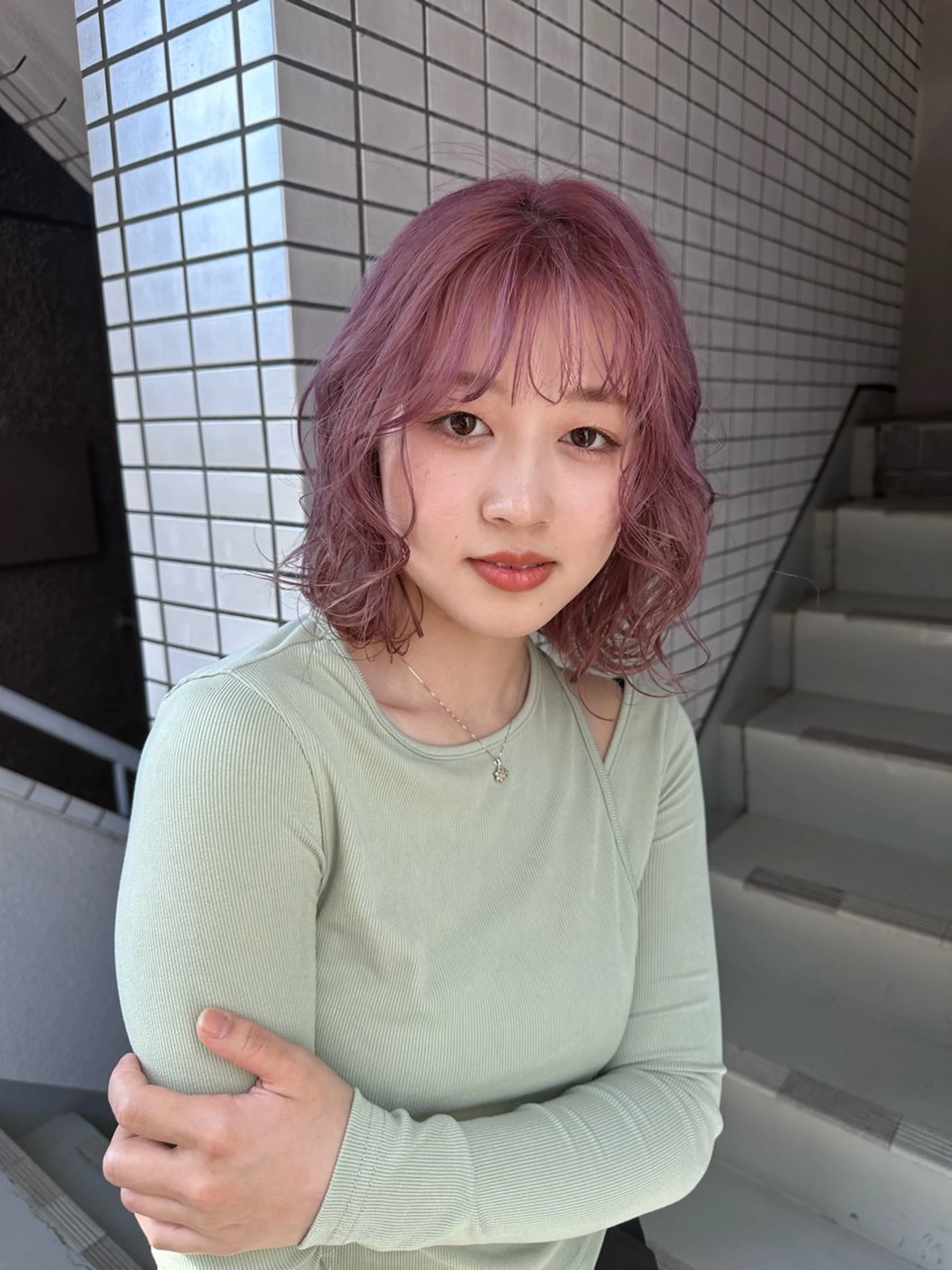 ミディアム カラー 原宿/韓国ボブ /くびれボブ/優希のヘアスタイル