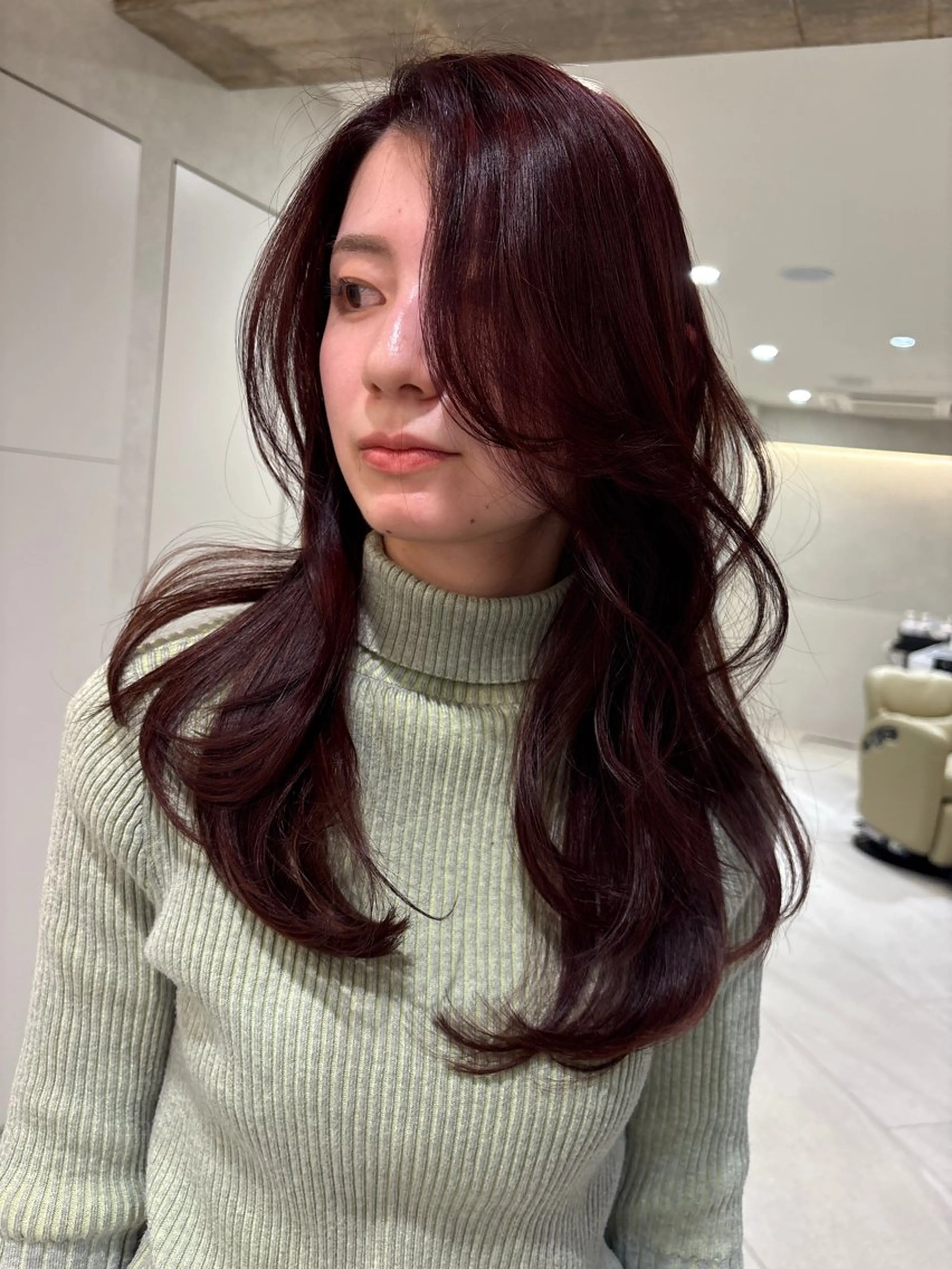 セミロング 顔周りカット 似合わせカット カット 梅田/レイヤーカット /ミルクティーカラーのヘアスタイル