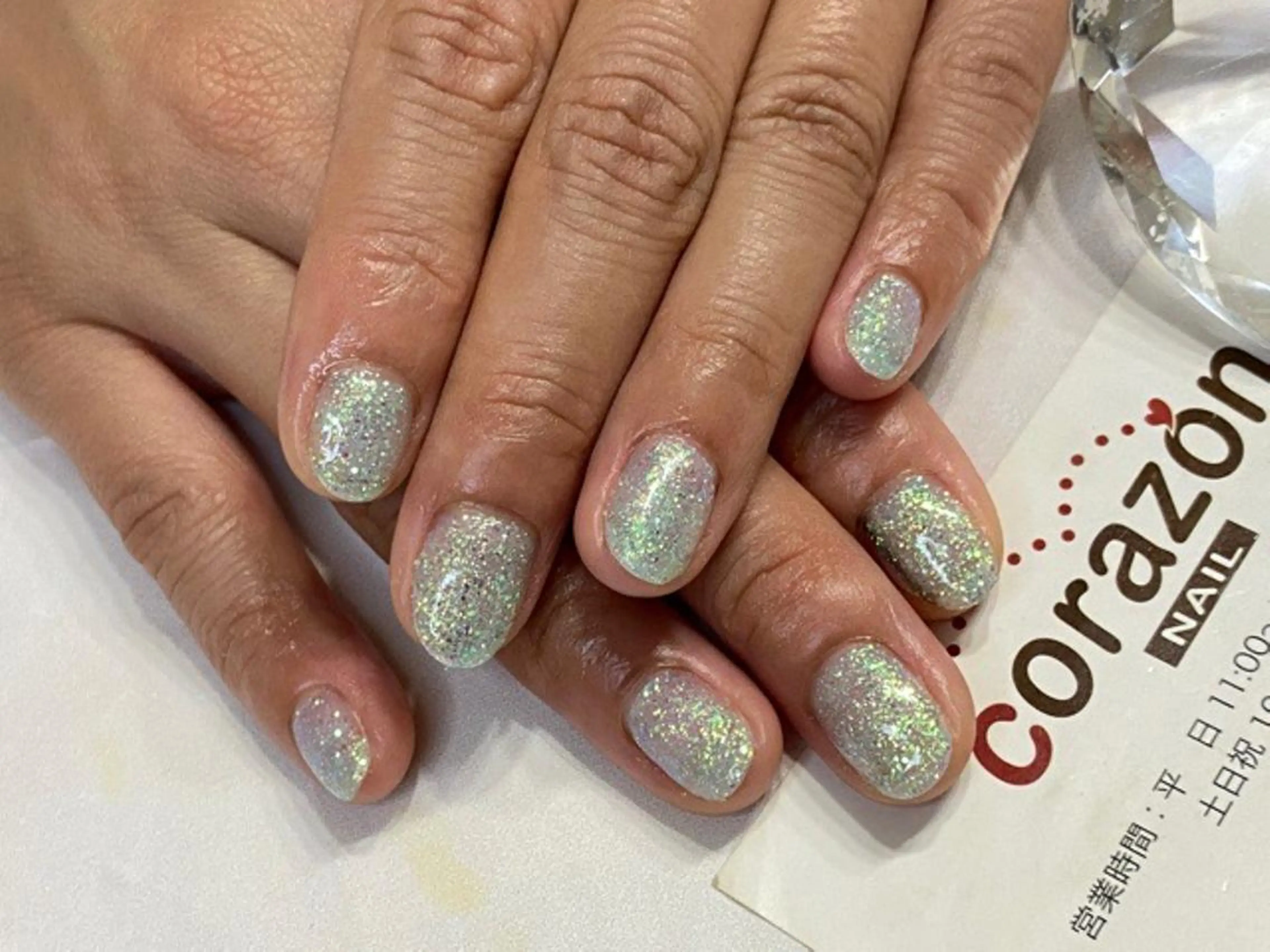 ネイル ジェルネイル ラメ(グリッター) 水色 ワンカラーネイル corazon所属・ネイリスト aicoのネイルデザイン