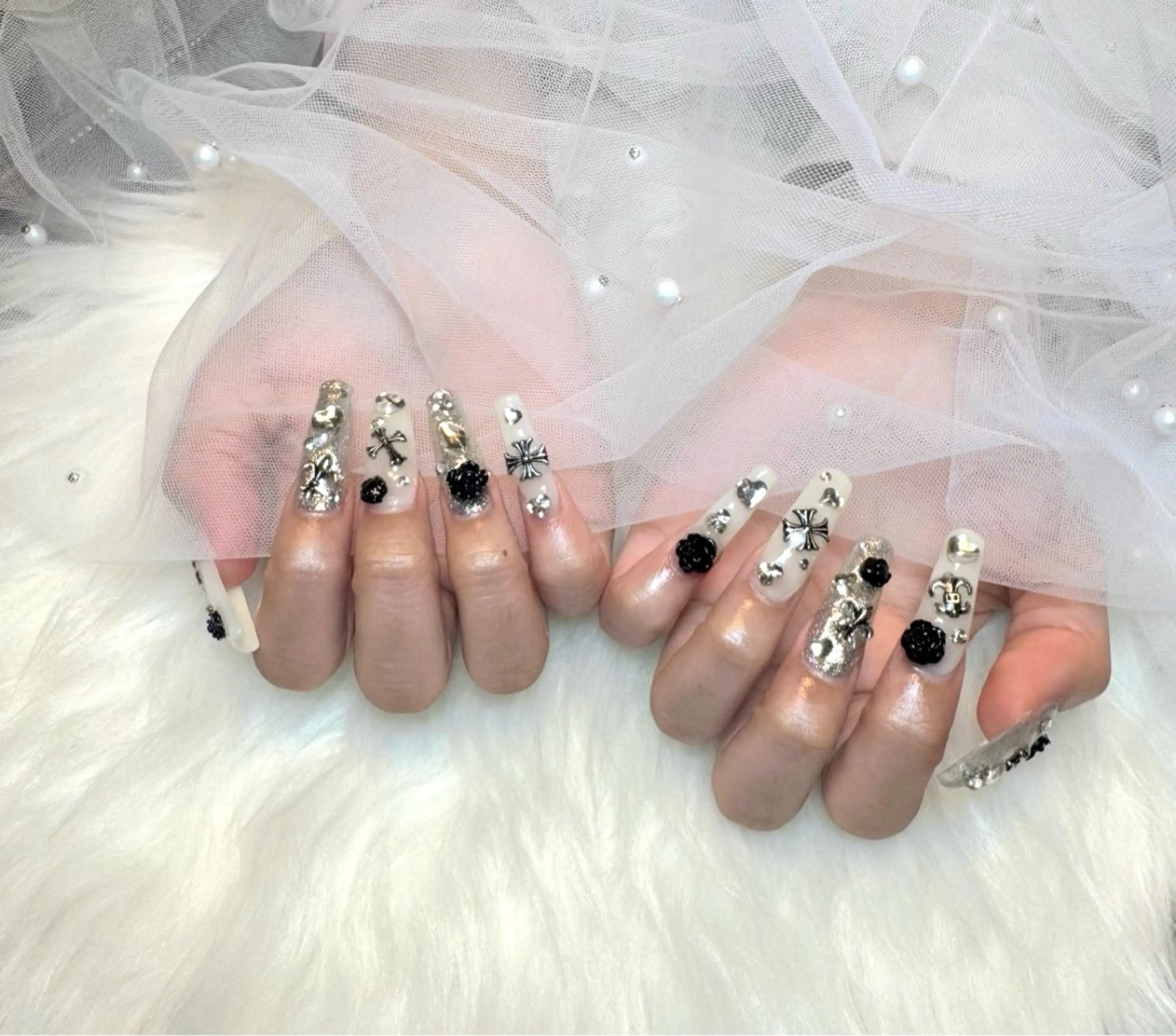 ネイル ブルー ロングネイル ハンドネイル K&R Nail所属・Nail Salon K&Rのネイルデザイン