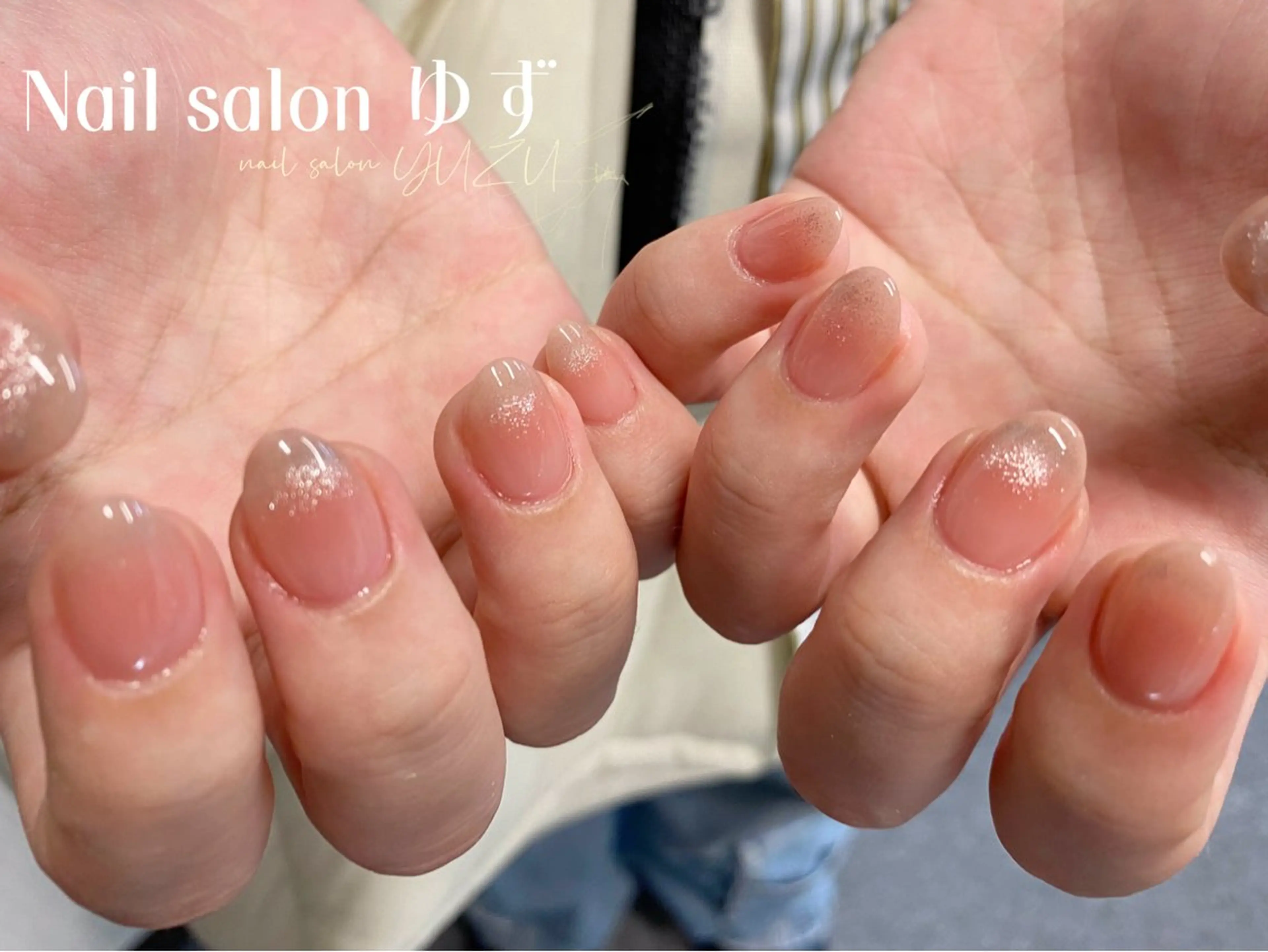 ネイル カジュアル チークネイル 成人式 ドット フレンチネイル ゆず- Nail Salonのネイルデザイン