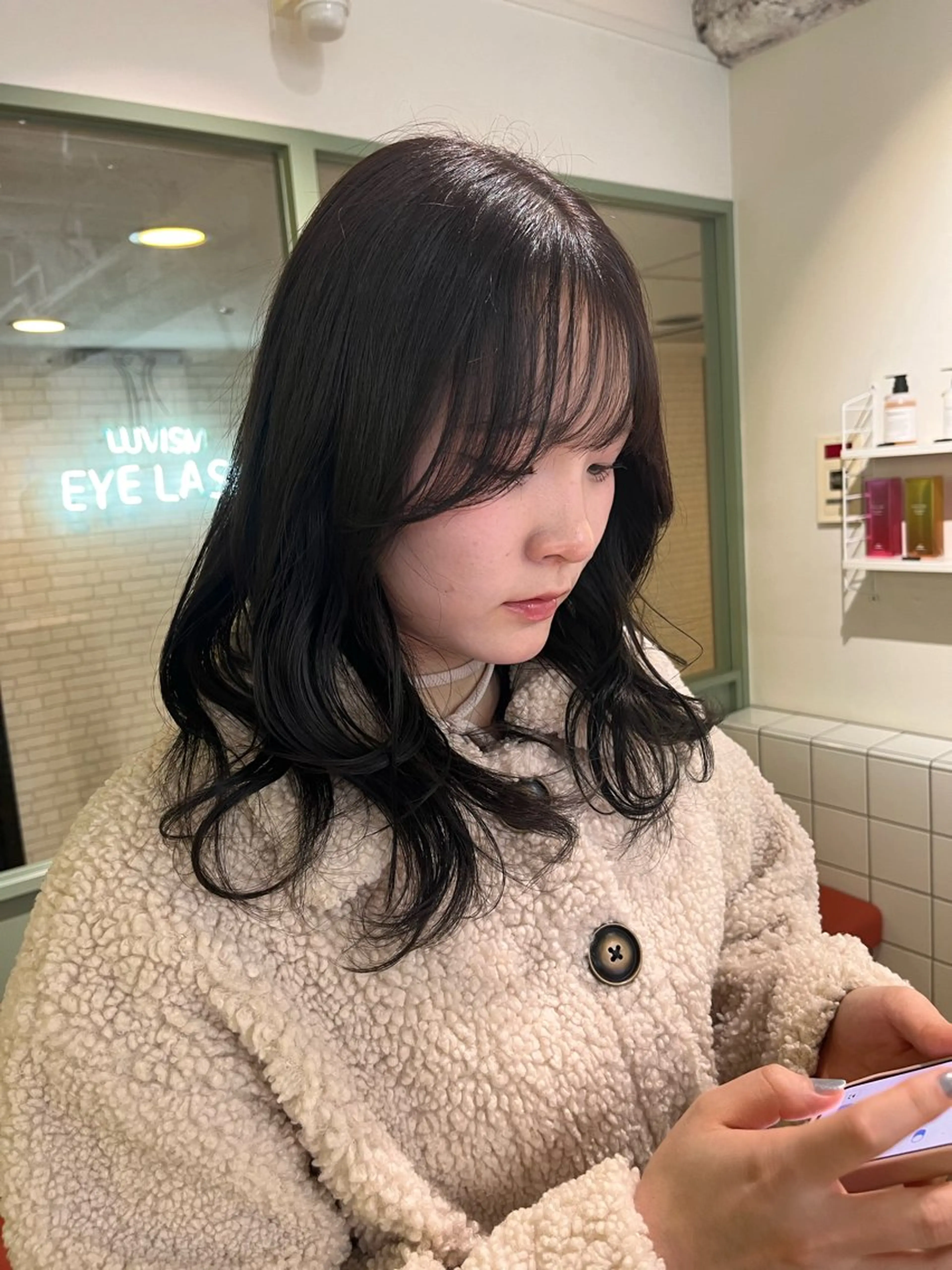 セミロング カラー 透明感カラー グレージュ カット ヘアカラー パーマ/縮毛矯正/ LUVISM佐藤里咲のヘアスタイル