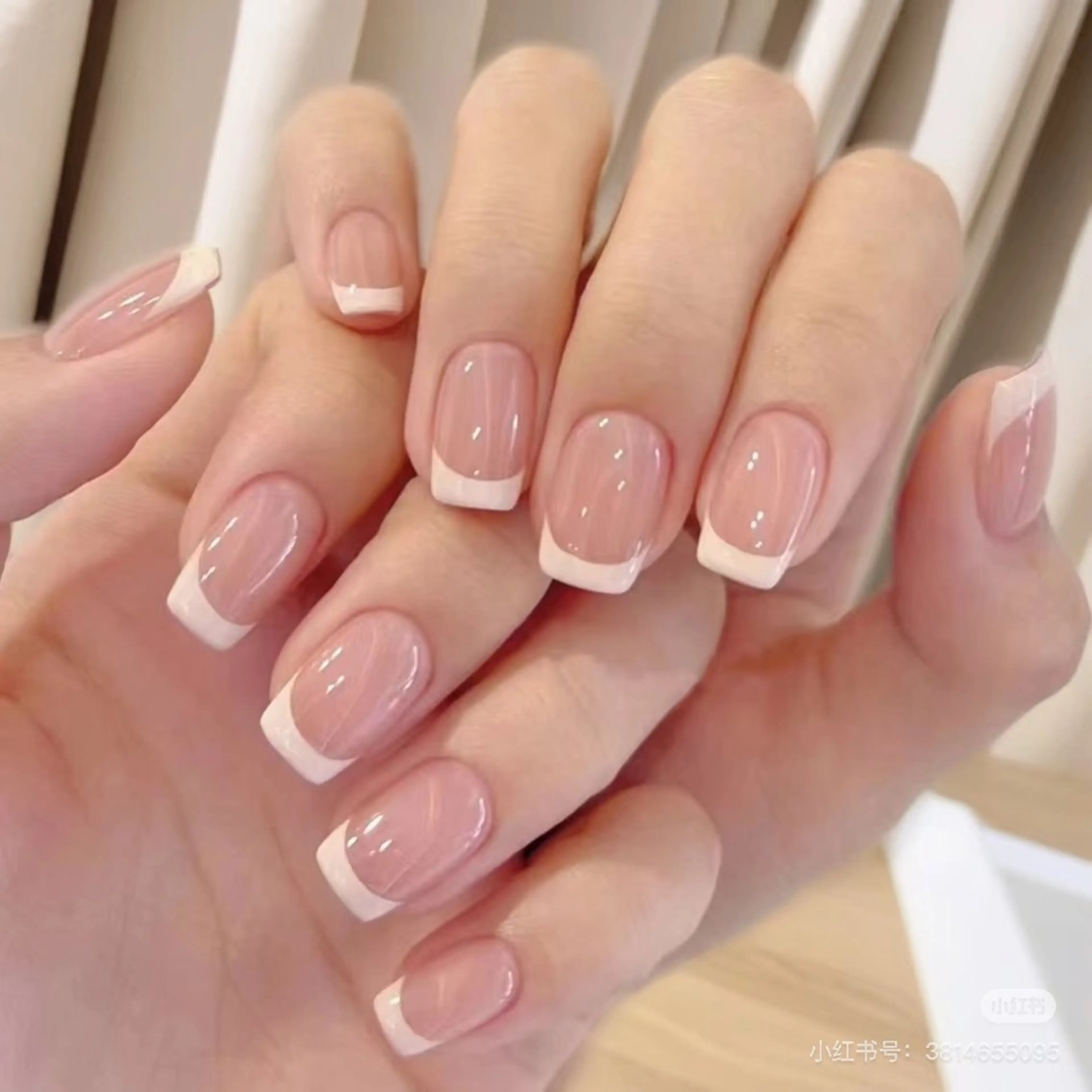 ネイル フレンチネイル ガーリー ガラスフレンチ 韓国ネイル ロングネイル Venus nail チップ長さだし専門店のネイルデザイン