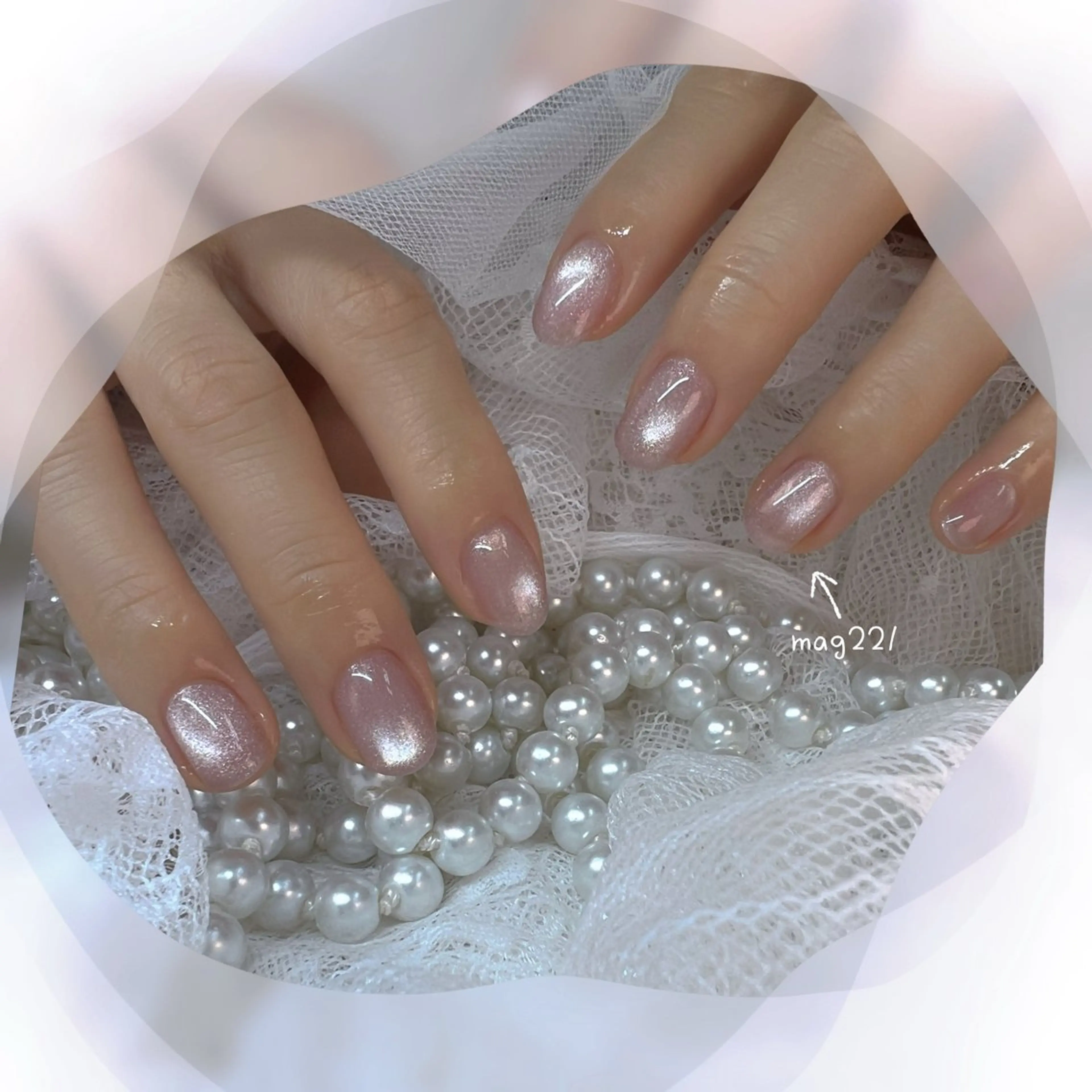 ネイル チークネイル フレンチネイル ガーリー ガラスフレンチ グラデーション ハンドネイル Chill Nailsalonのネイルデザイン