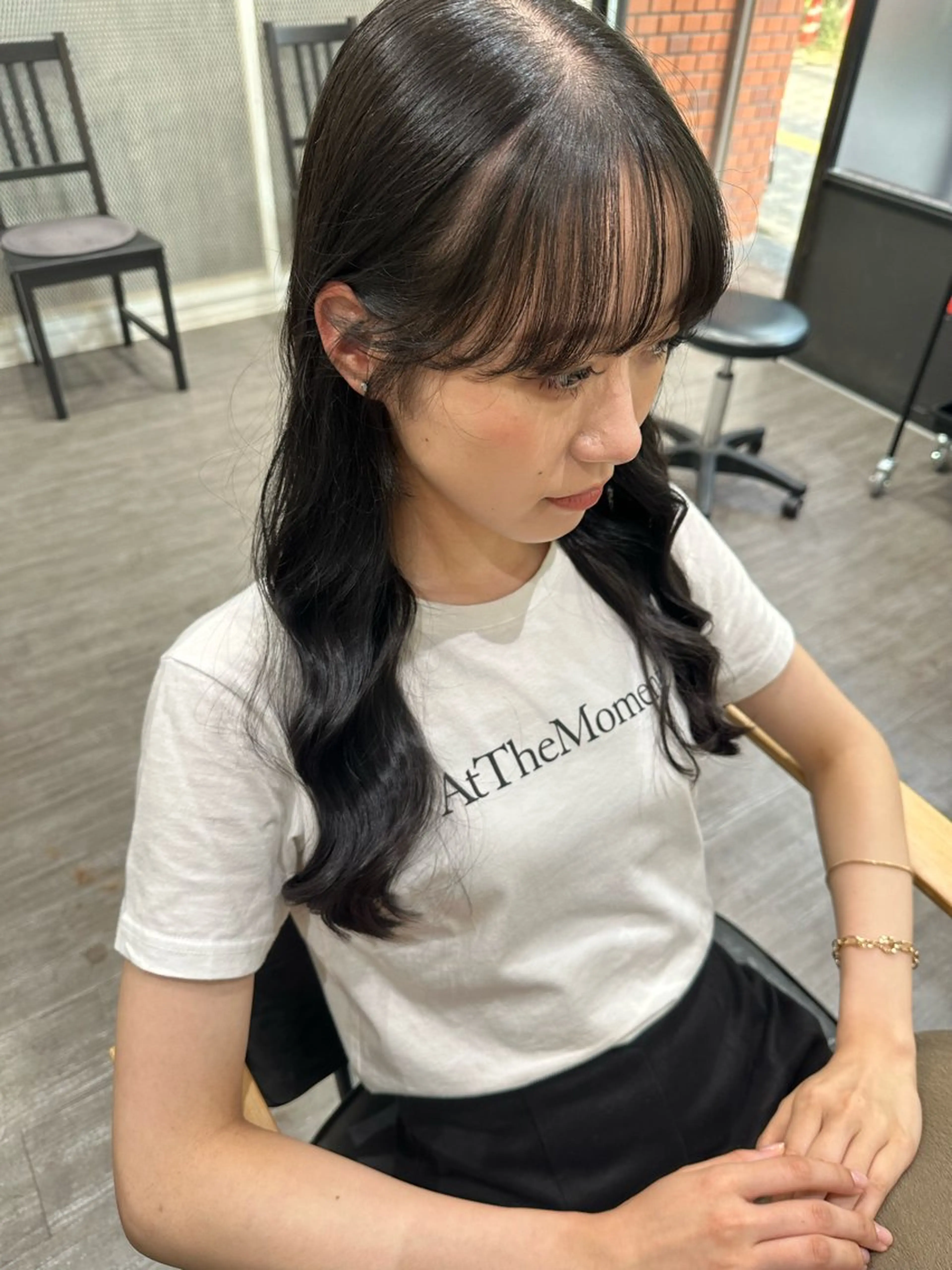 セミロング カラー ダークグレー カット ヘアカラー トリートメント 艶髪レイヤー上田 紗也🇰🇷💗のヘアスタイル