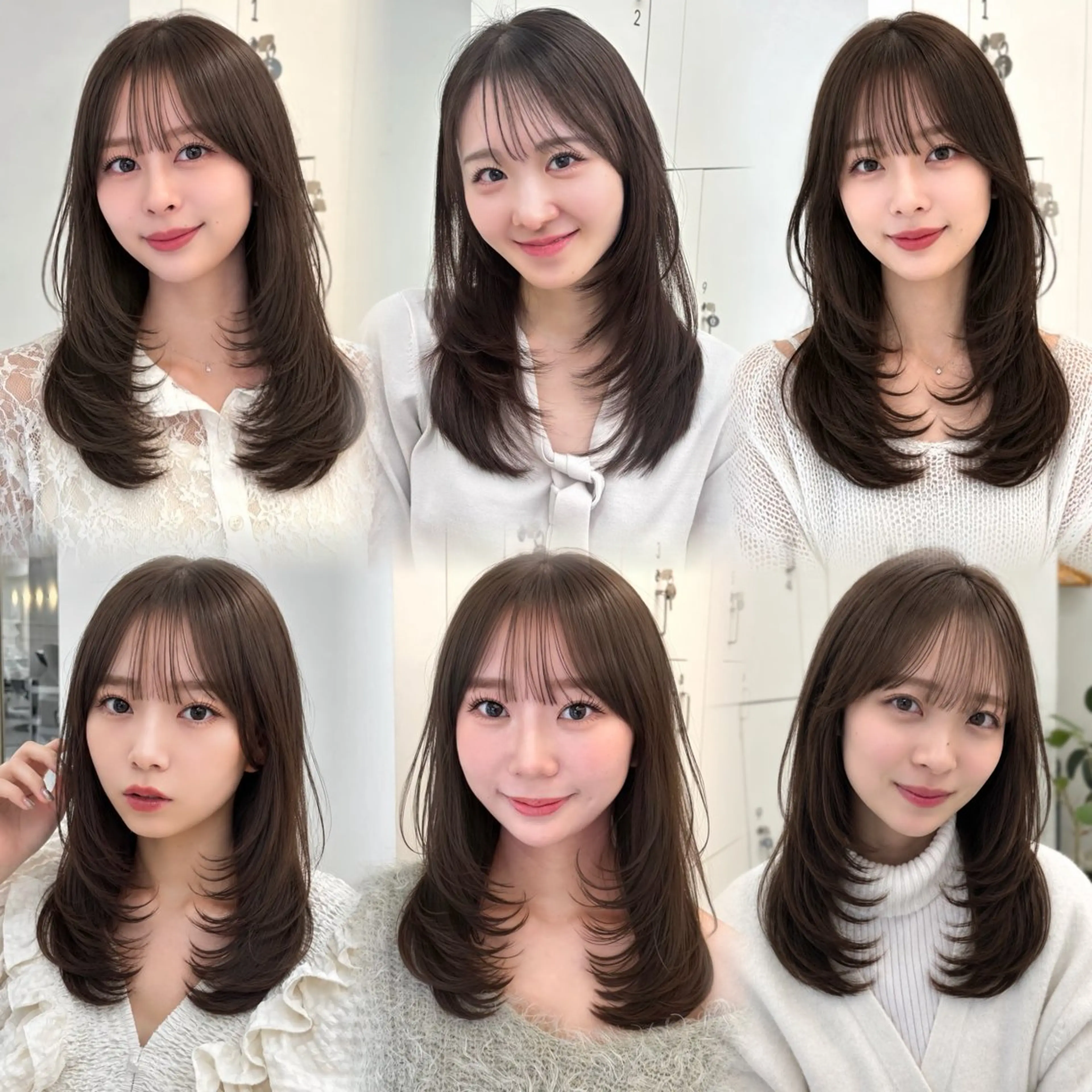 ミディアム カラー カット ヘアカラー トリートメント mei / レイヤー 顔まわり 🤍のヘアスタイル