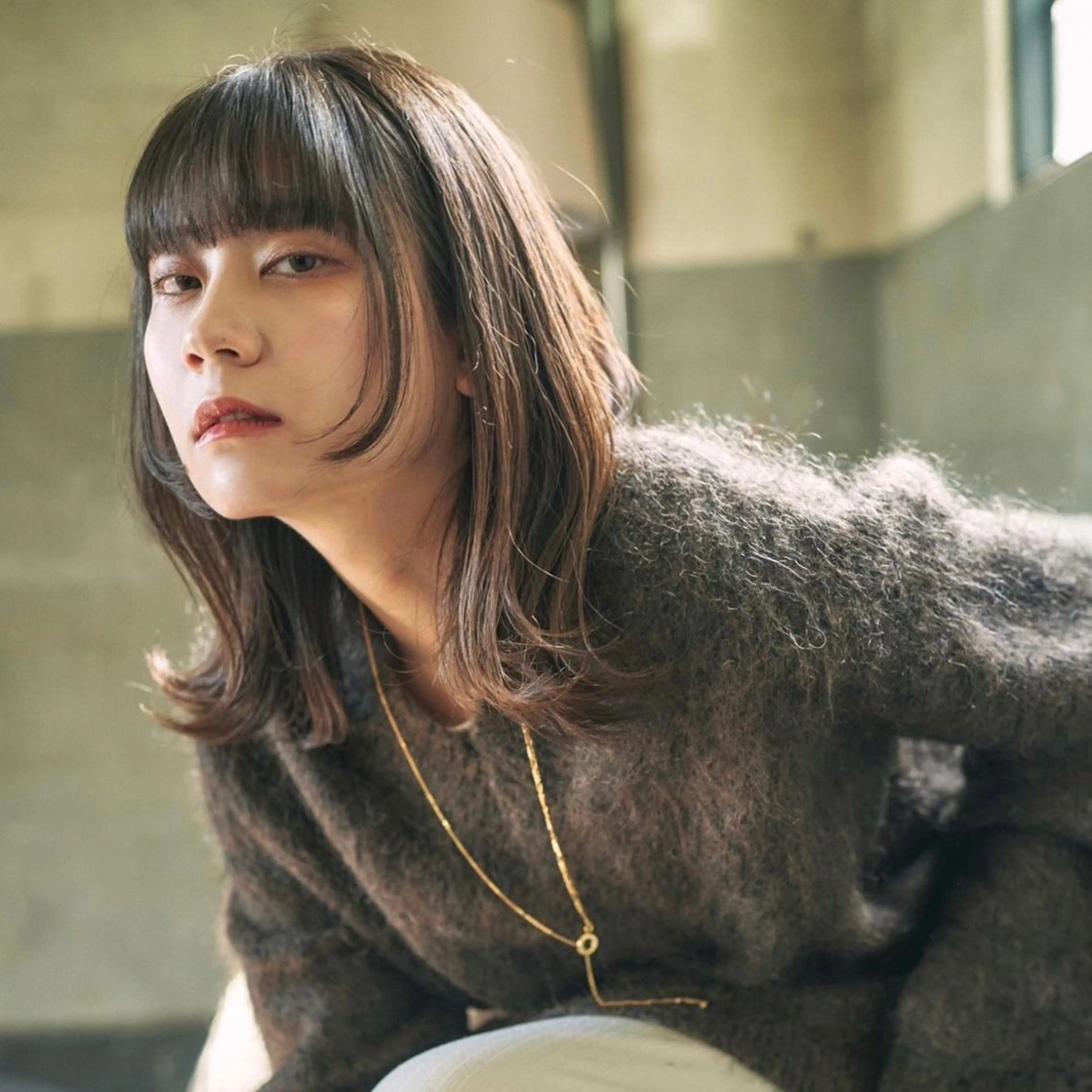 セミロング カラー ヘアカラー 縮毛矯正 トリートメント ボブ/レイヤー/ ハッシュカット/河内のヘアスタイル