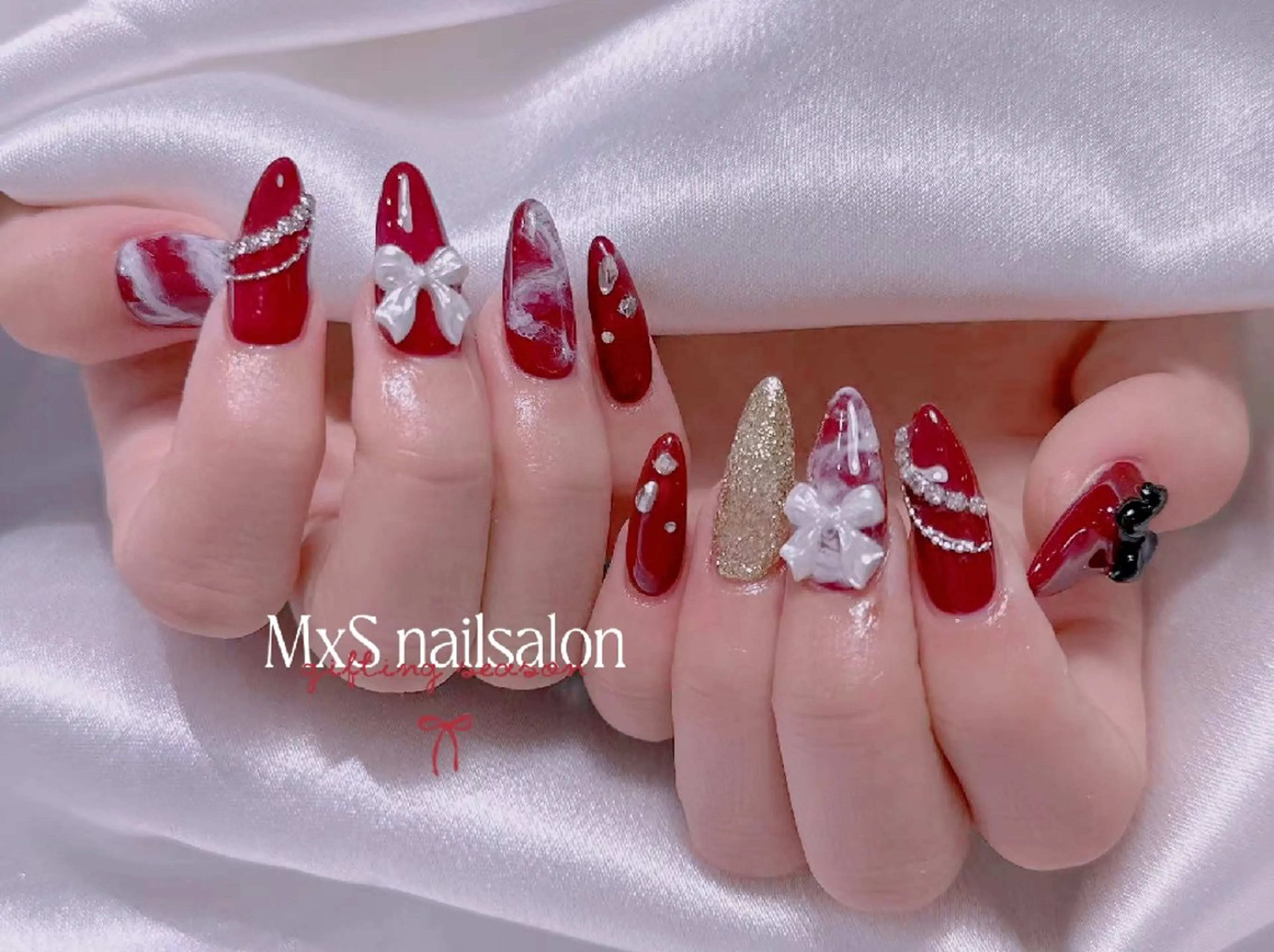 ネイル ジェルネイル 韓国ネイル マグネットネイル パラジェル 春ネイル ハンドネイル M×S Nail みなのネイルデザイン