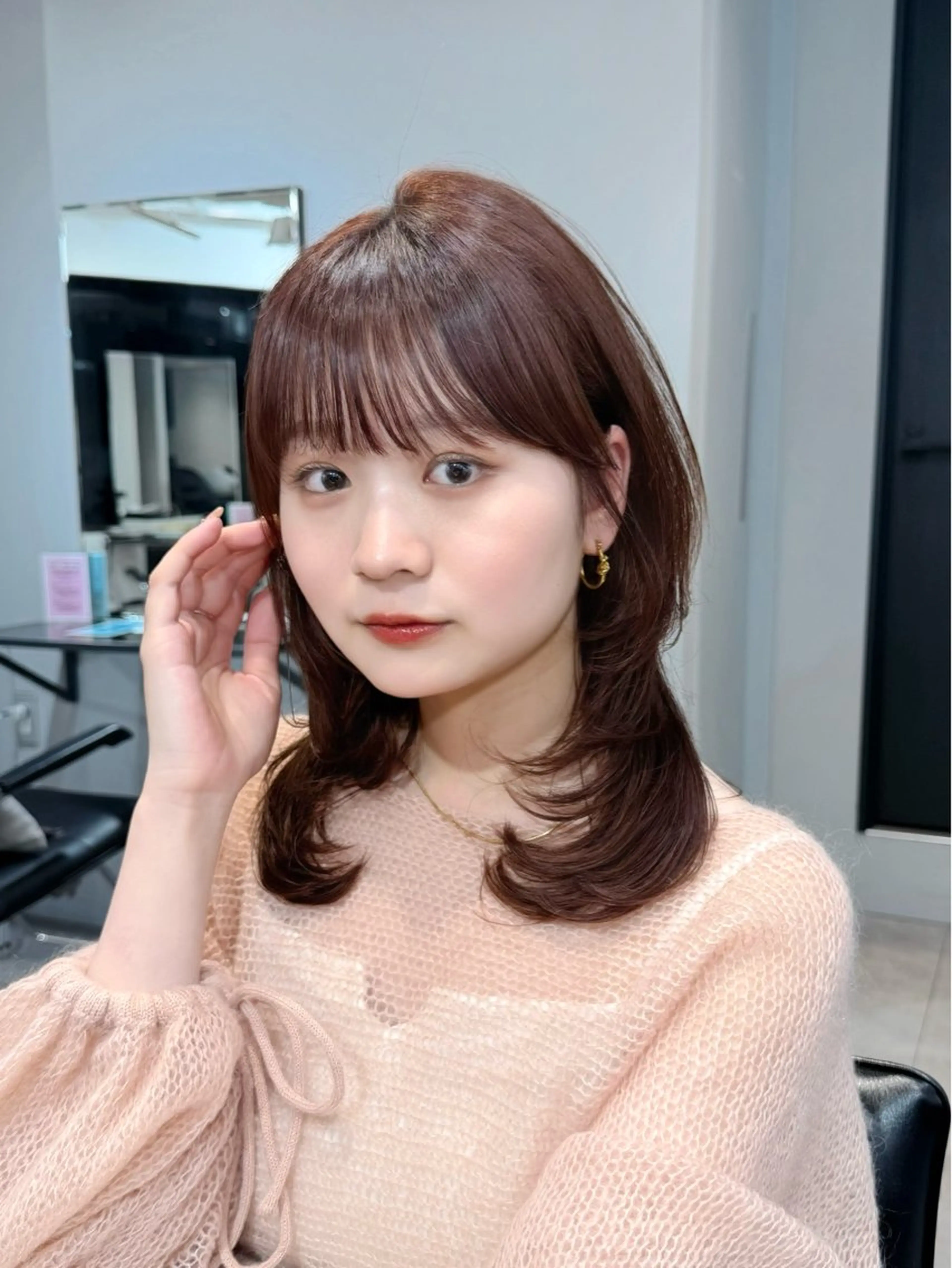 ミディアム カラー ミディアムレイヤー レイヤーカット カット ヘアカラー トリートメント 池袋/小顔レイヤー/ 顔まわり/taigaのヘアスタイル