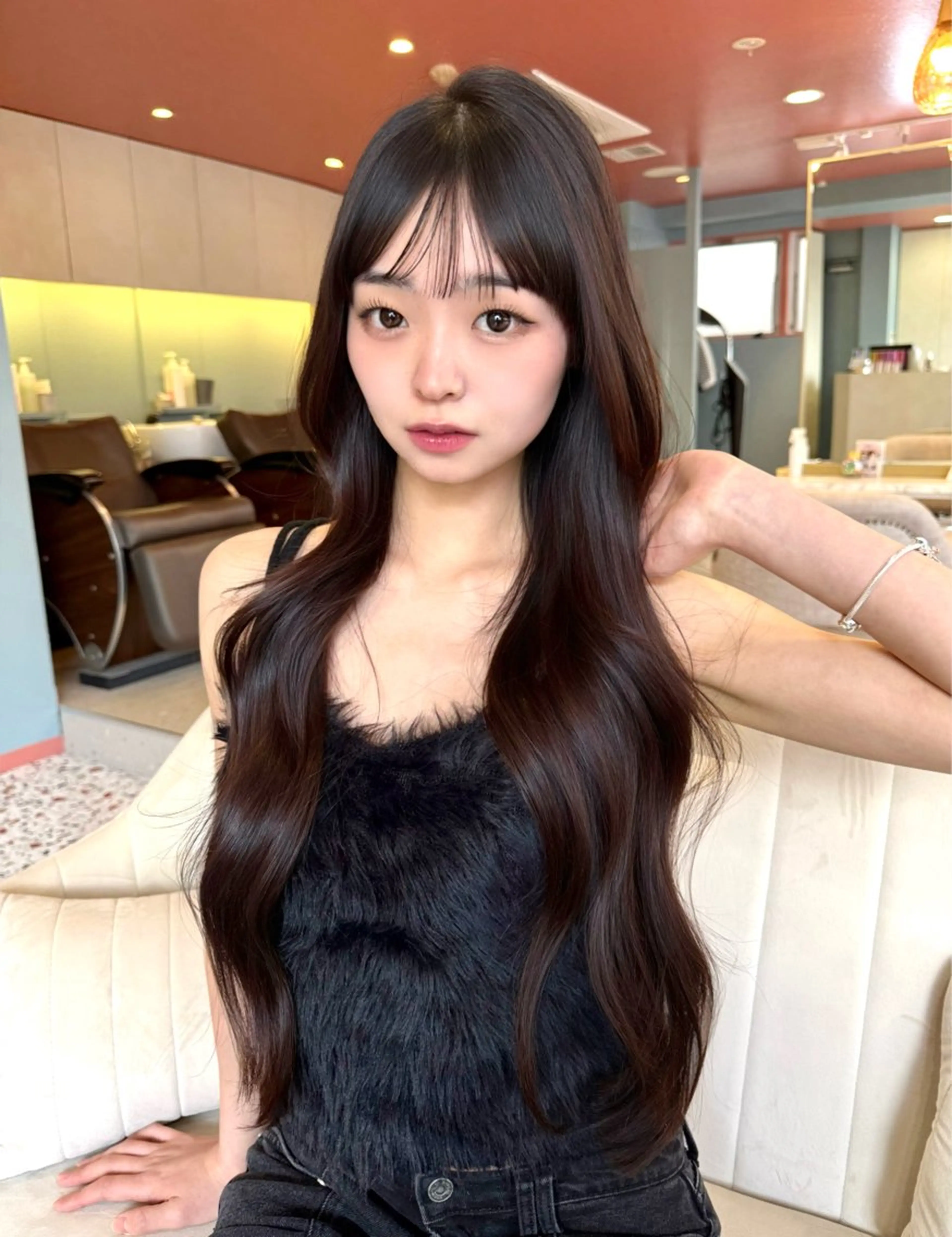 ロング カラー ヘアカラー 韓国ヘア 🎀華澄のヘアスタイル