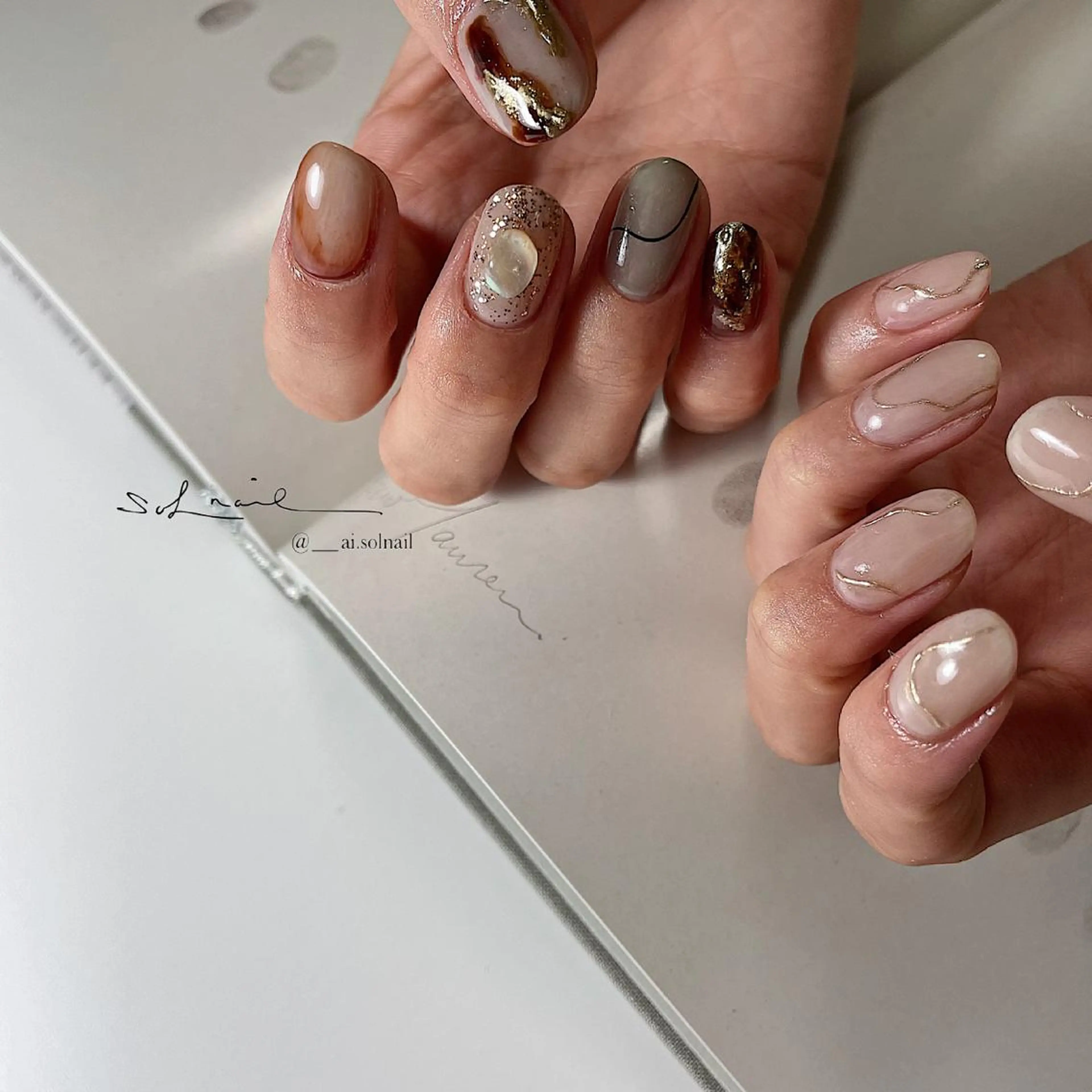 ロング カラー パーマ ヘアアレンジ メンズ キッズ ネイル マツエク・マツパ 🍃伏見 / soL nail / aiのネイルデザイン