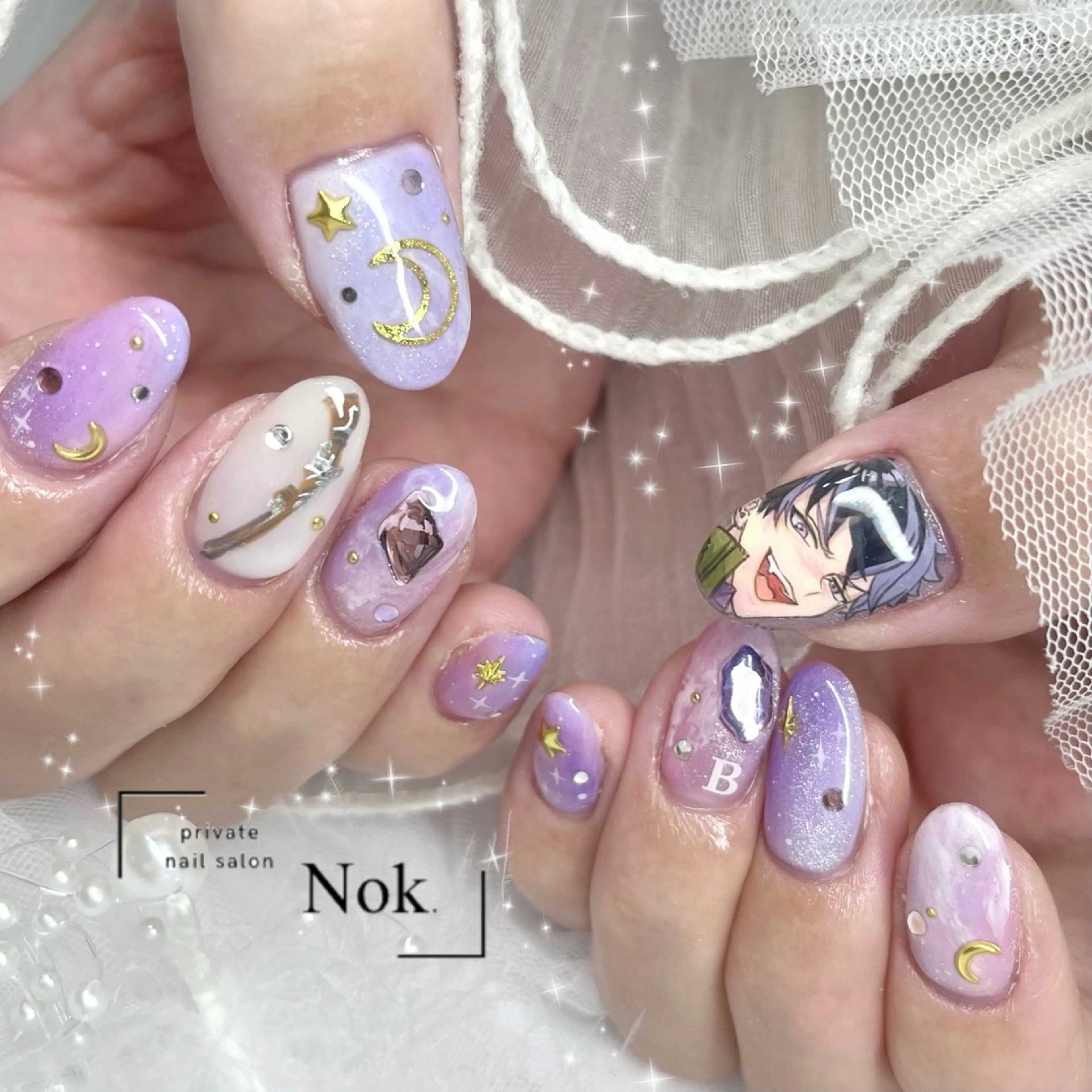 ネイル ストーンネイル ハンドネイル 池袋痛ネイル Nok. 渡辺のネイルデザイン