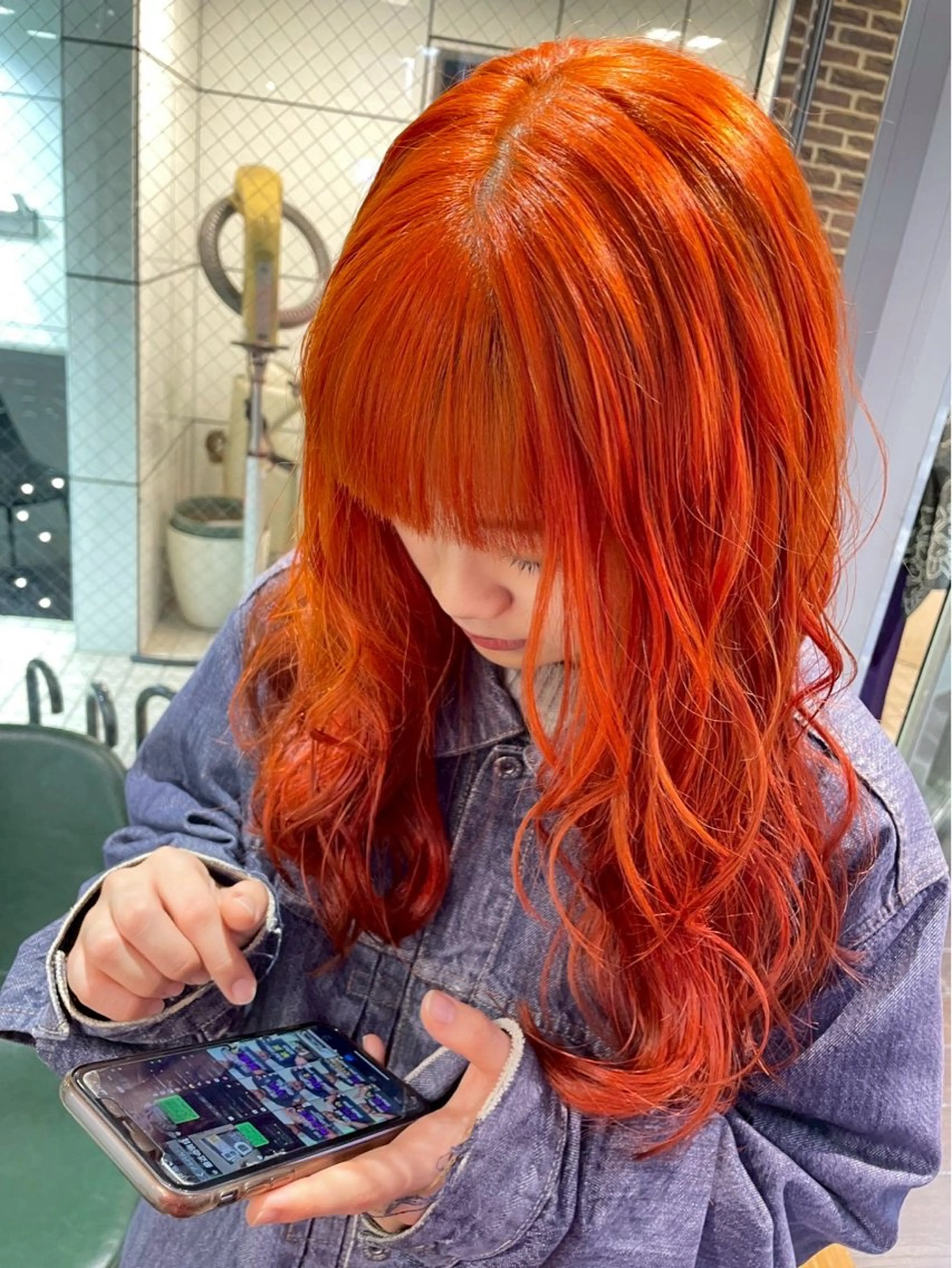 ロング カラー ブリーチ ダブルカラー ハイトーンカラー ブリーチなしカラー オレンジ ヘアカラー トリートメント ヘッドスパ 似合わせカット/ メンズ/ココネ⭐️のヘアスタイル