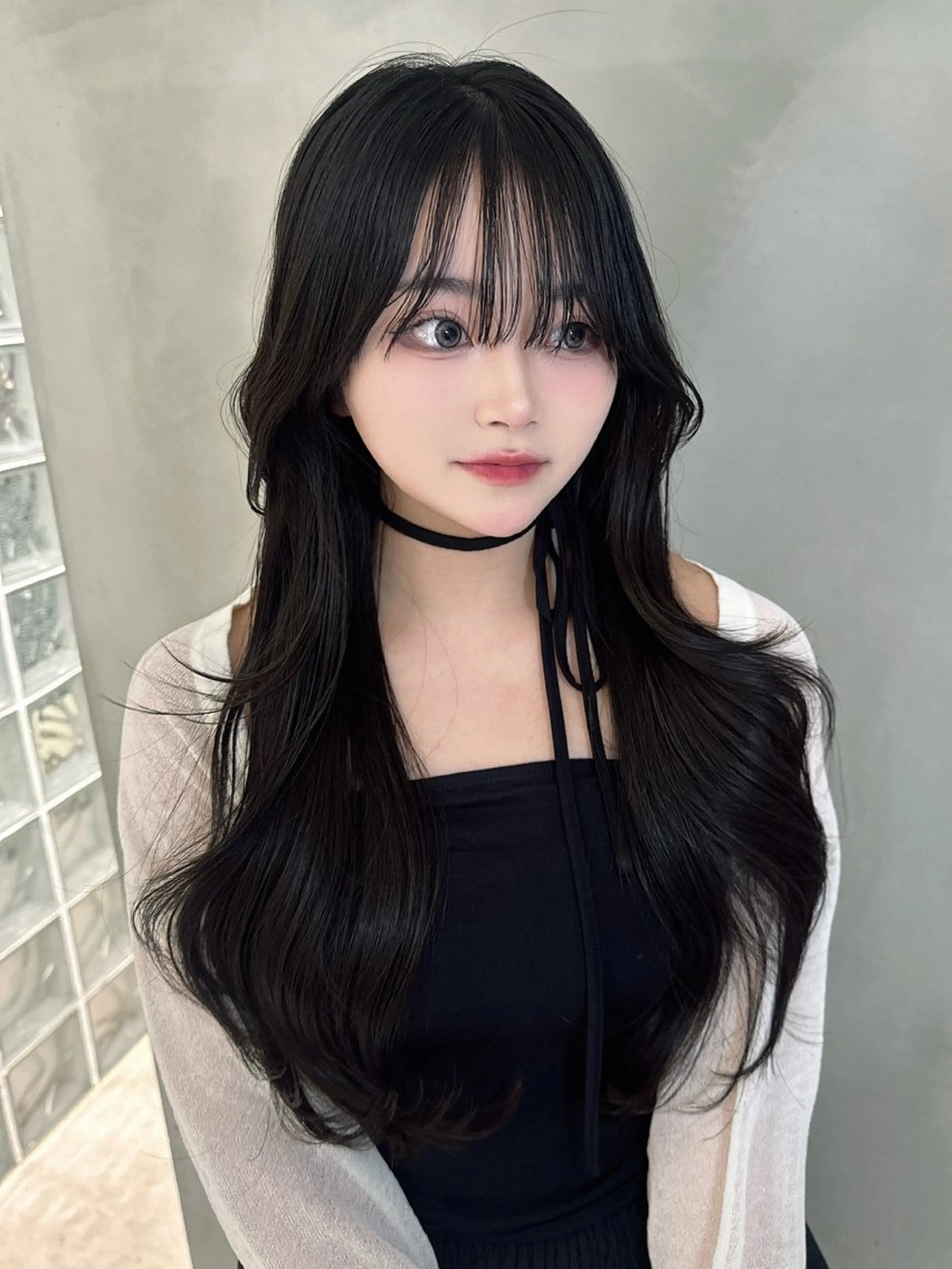 ロング くびれヘア 韓国風ヘア サイドバング 小顔カット カット ヘアカラー MASHU韓国ヘア/ レイヤー/透明感カラのヘアスタイル