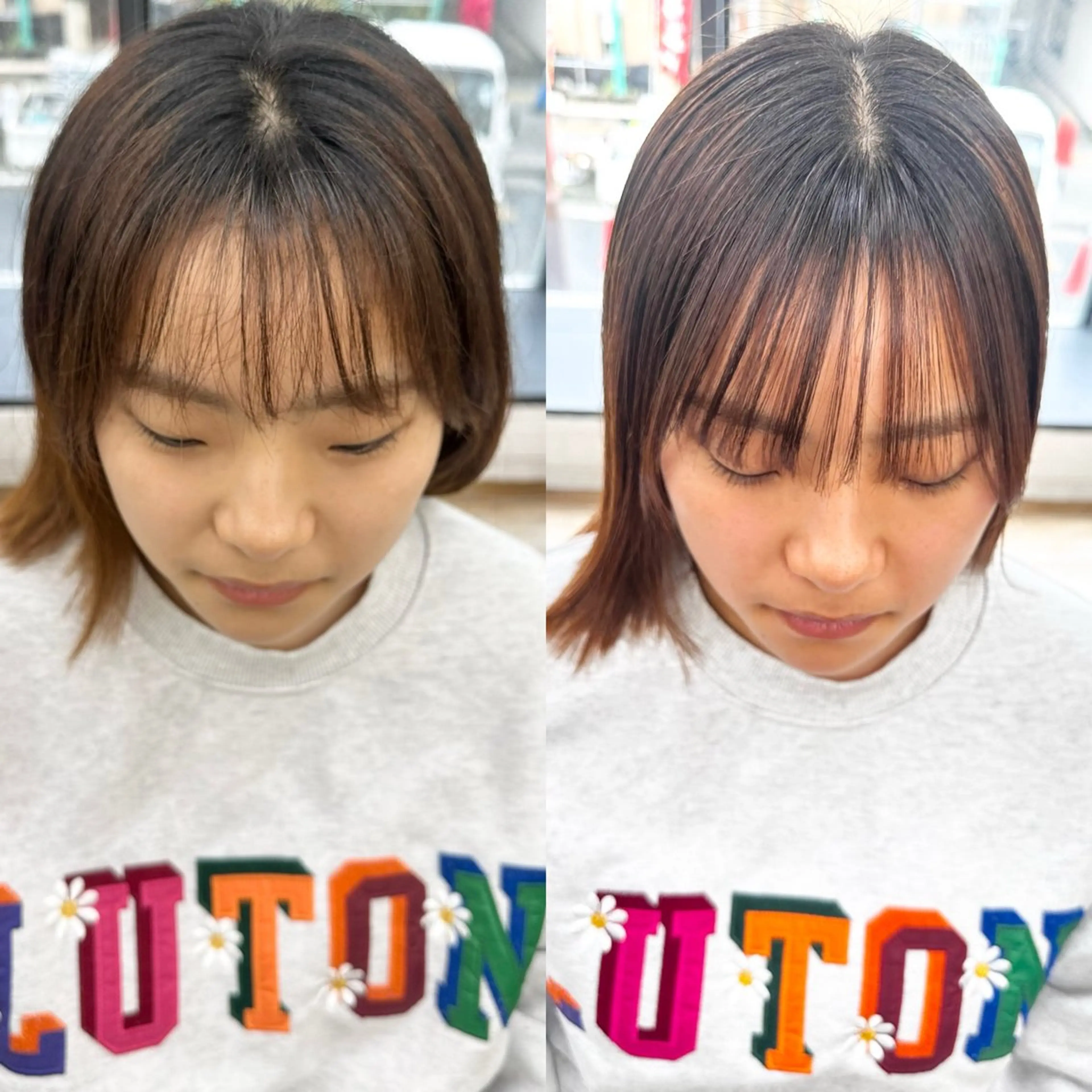 ミディアム カラー パーマ ヘアアレンジ メンズ キッズ カット 縮毛矯正 骨格レイヤーカット 🌿美髪縮毛矯正のヘアスタイル