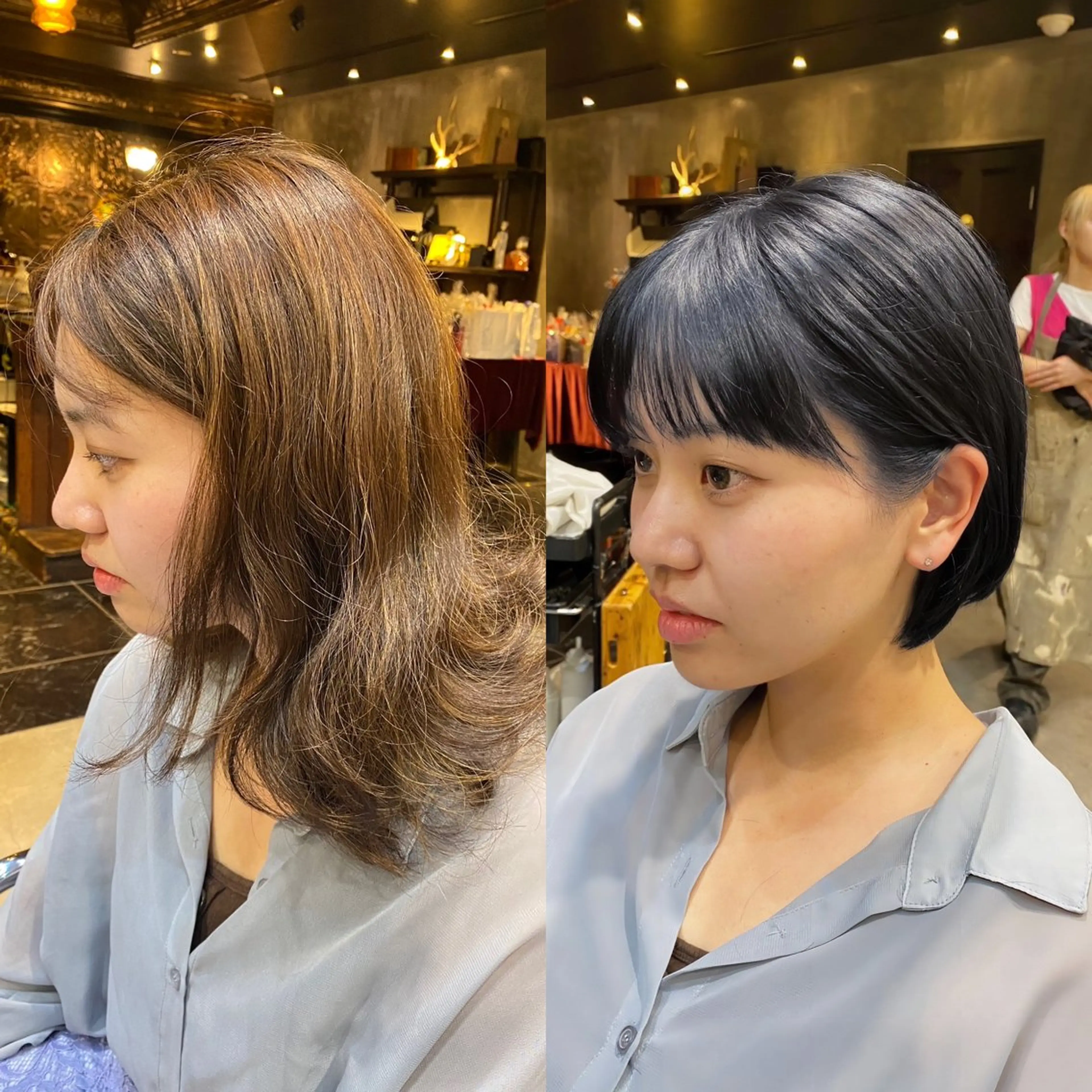 ショート カラー ショートボブ 黒髪 ブルーカラー ブルーブラック ボブ カット ヘアカラー トリートメント 透明感カラー🌿 グレージュ🐺陽介のヘアスタイル