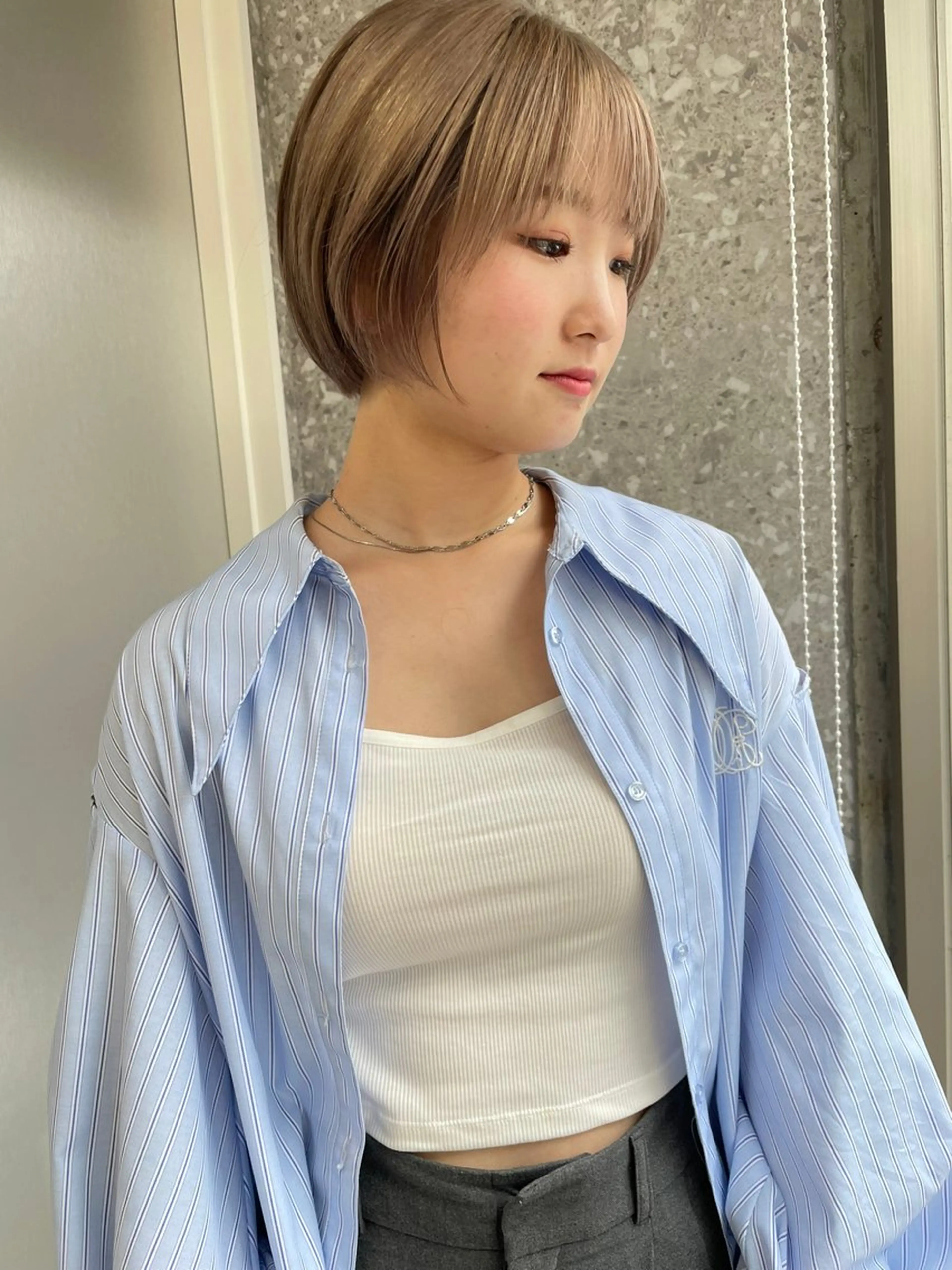 ショート ミルクティーベージュ /ボブ/あげは🎀のヘアスタイル