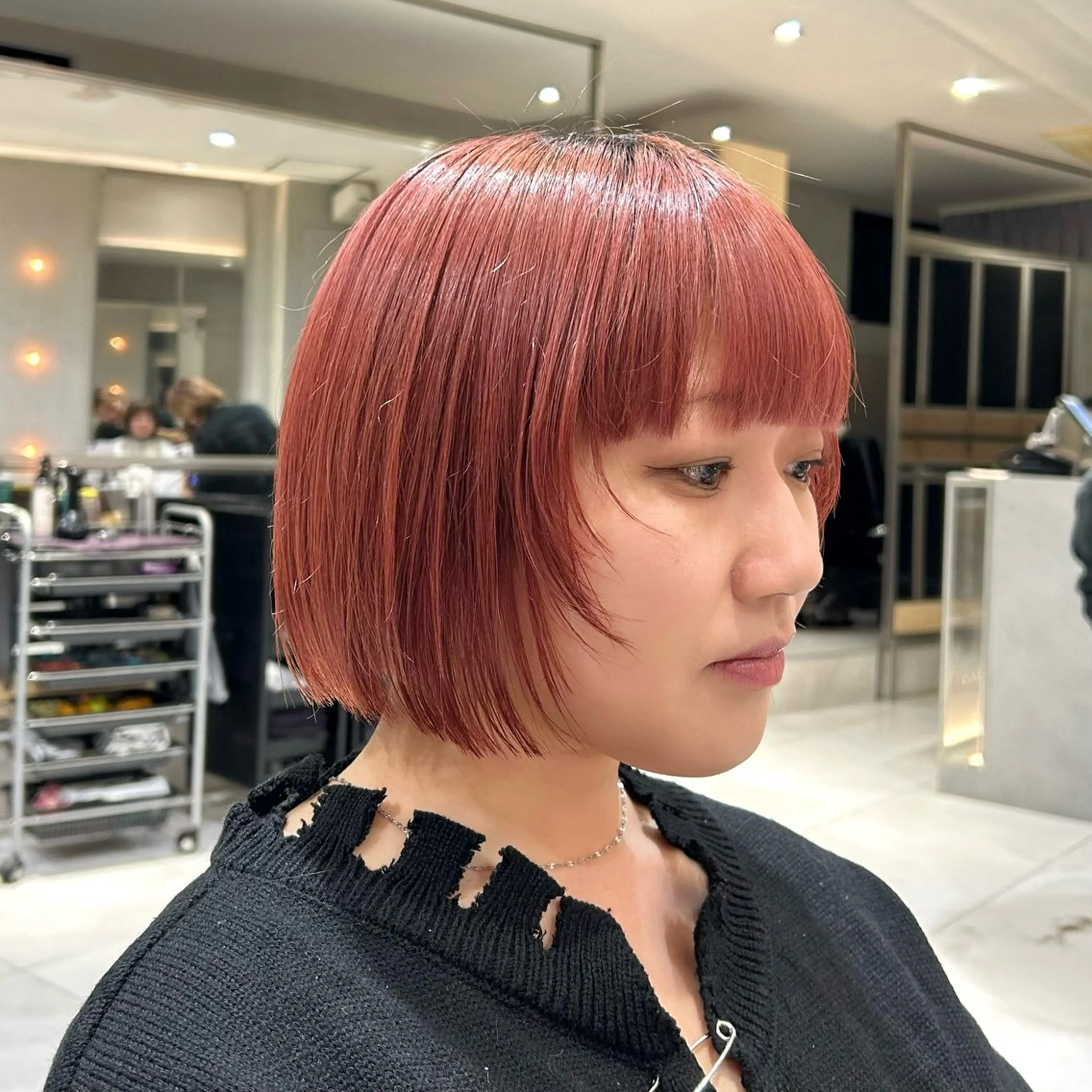 ショート カラー ボブ 顔まわりレイヤー 顔周りカット レイヤーカット カット ヘアカラー サラ艶/韓国ヘア ︎🌟璃奈 (ﾘﾅ)のヘアスタイル