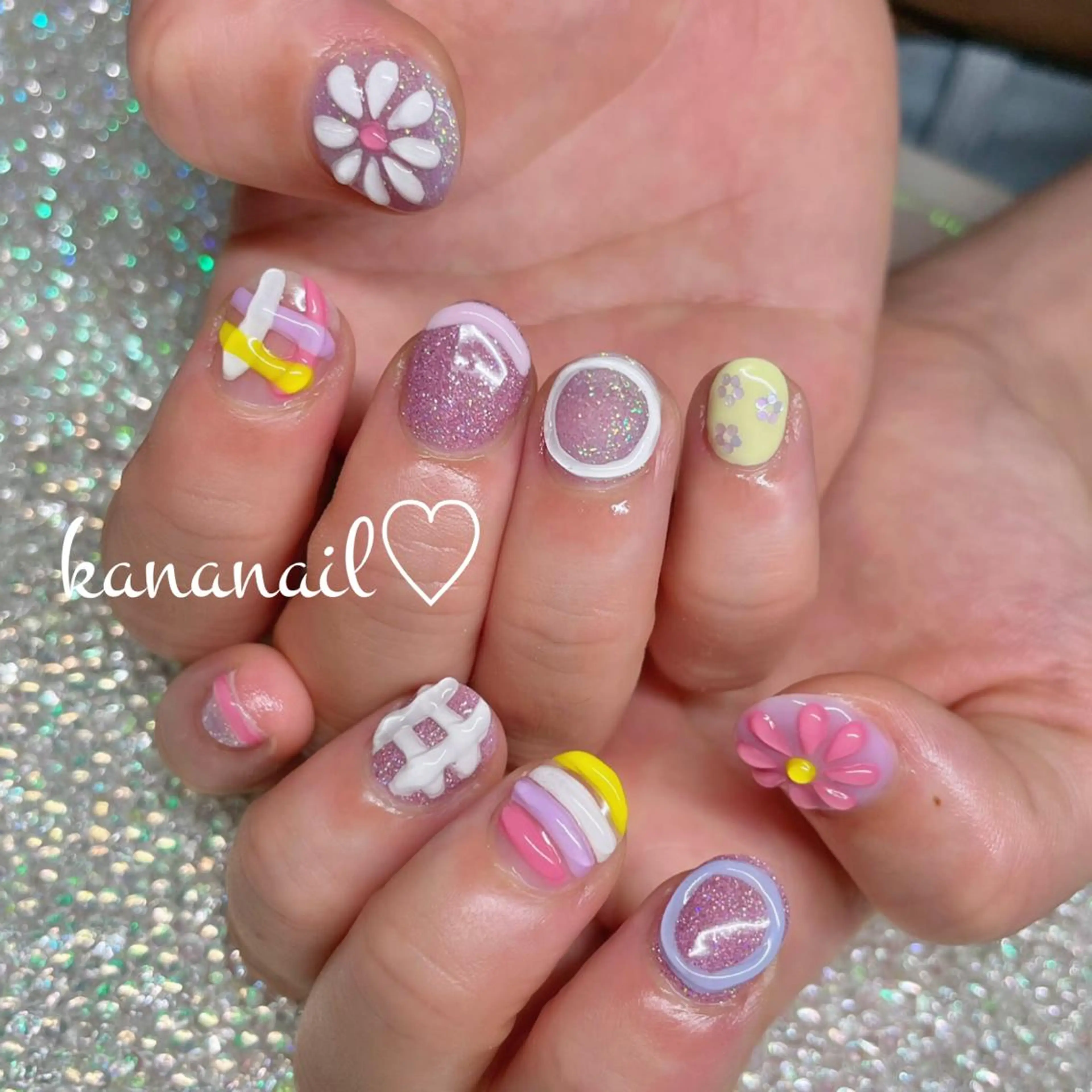 ネイル アートネイル クリアネイル 成人式 入学式 フラワーネイル kananail ♡のネイルデザイン