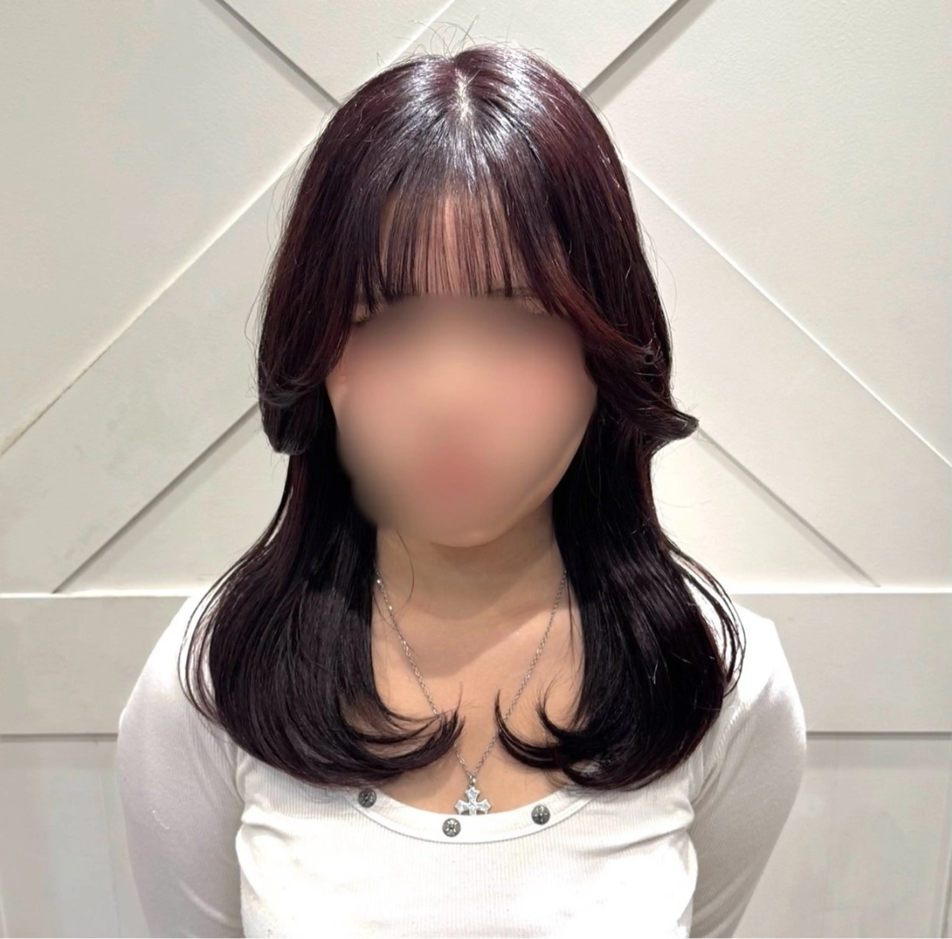 セミロング カラー 横浜｜韓国レイヤー｜ 暖色カラー｜まなとのヘアスタイル