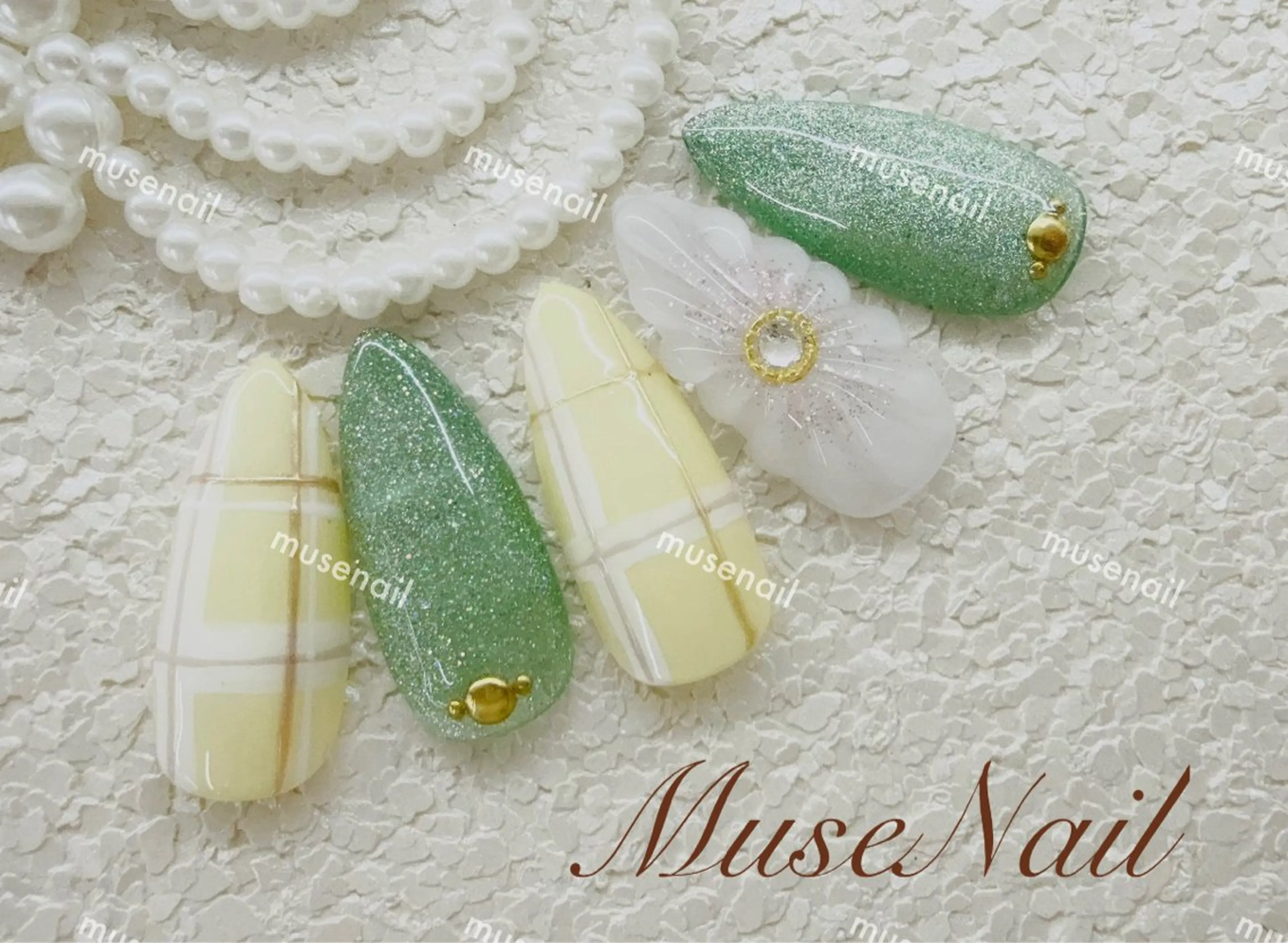 ネイル オーロラネイル 長さ出し フットネイル ジェルネイル 韓国ネイル muse nailのネイルデザイン