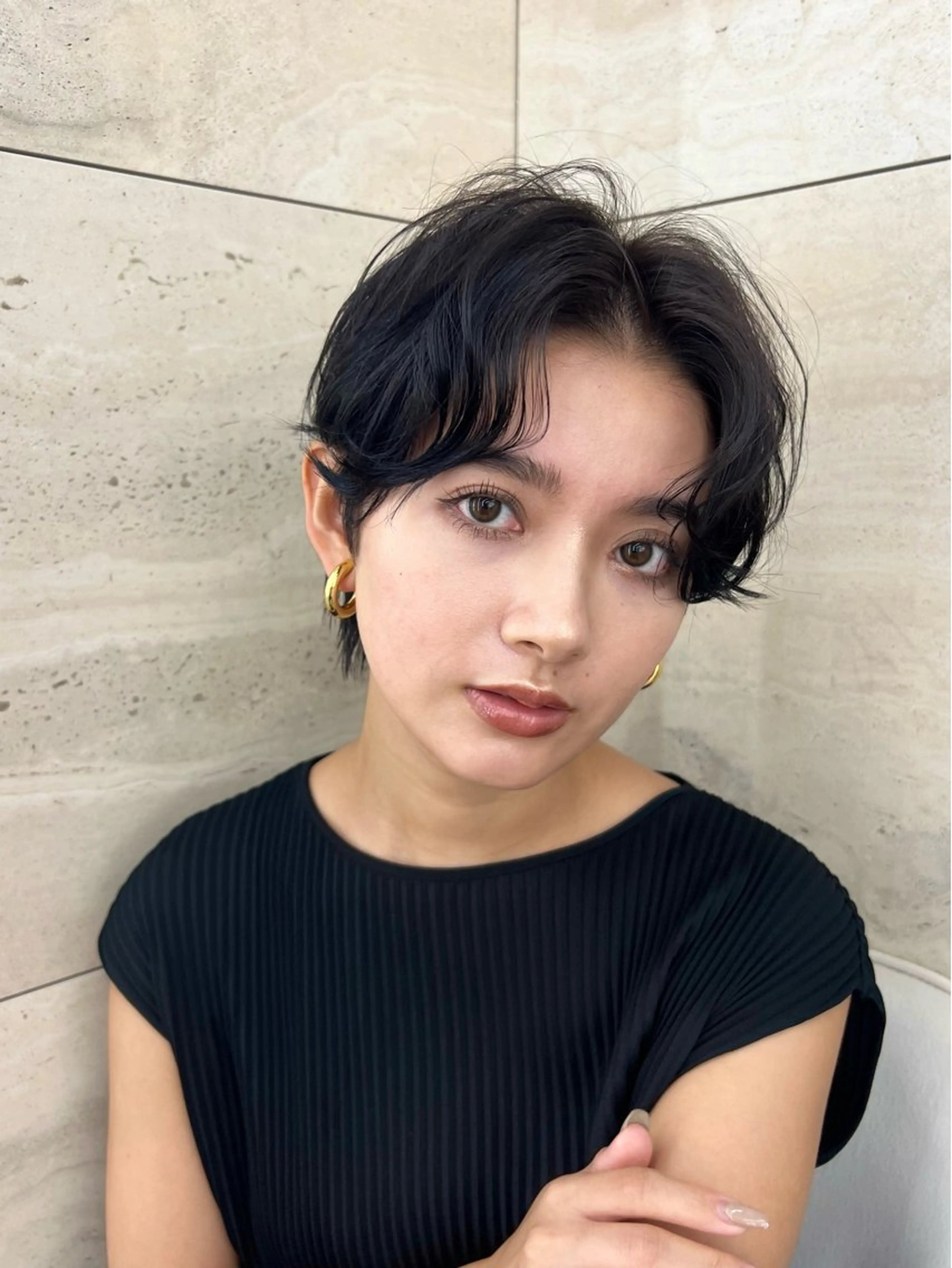 ショート パーマ カット ヘアカラー パーマ トリートメント ヘッドスパ オリーブカラー/みづ き/ボブパーマ🤍のヘアスタイル