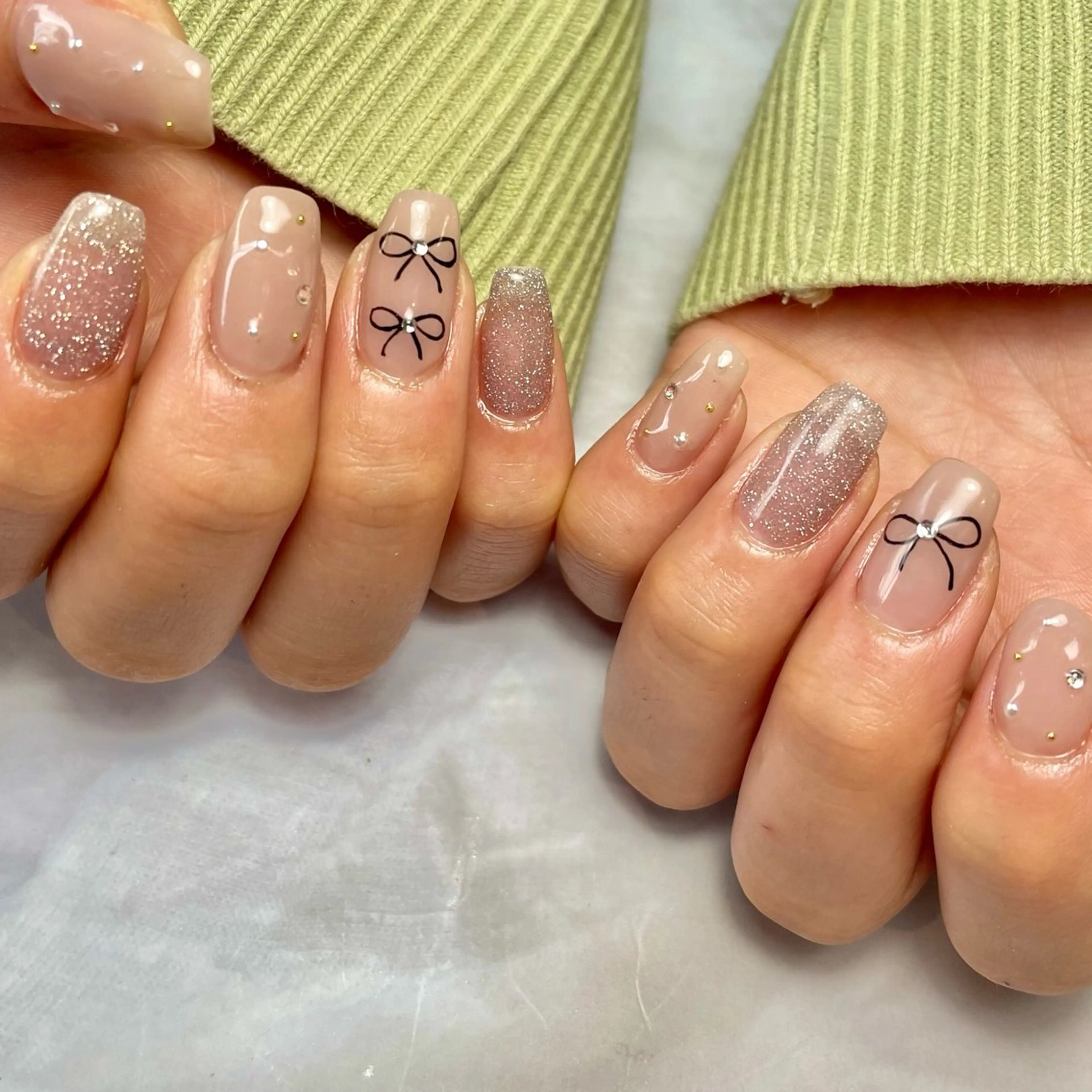 ネイル リボン シンプルネイル ハンドネイル Reflection marikoのネイルデザイン