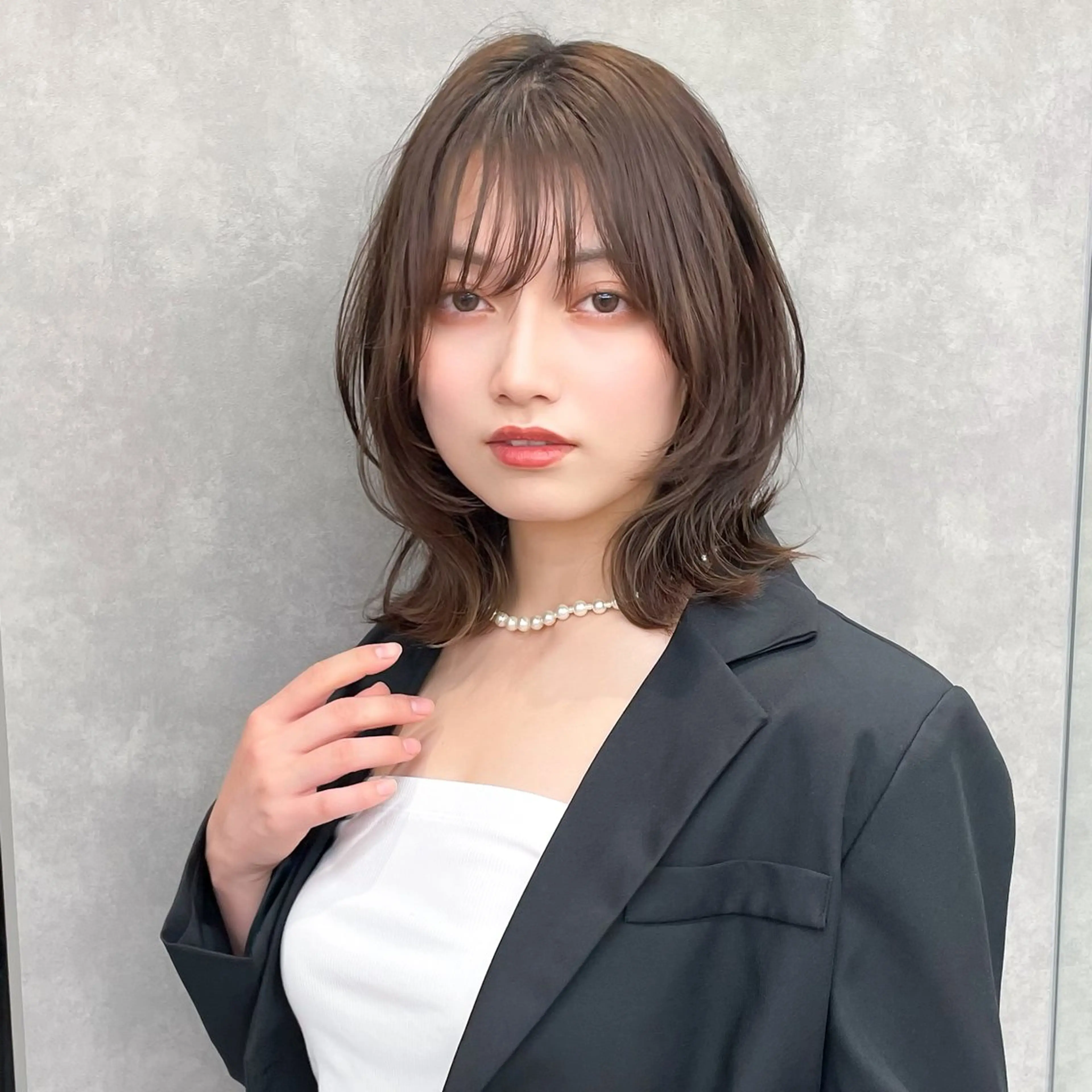 ミディアム カラー カット ヘアカラー トリートメント 縮毛矯正/ストンボブ Wカラー💎ヒデジのヘアスタイル