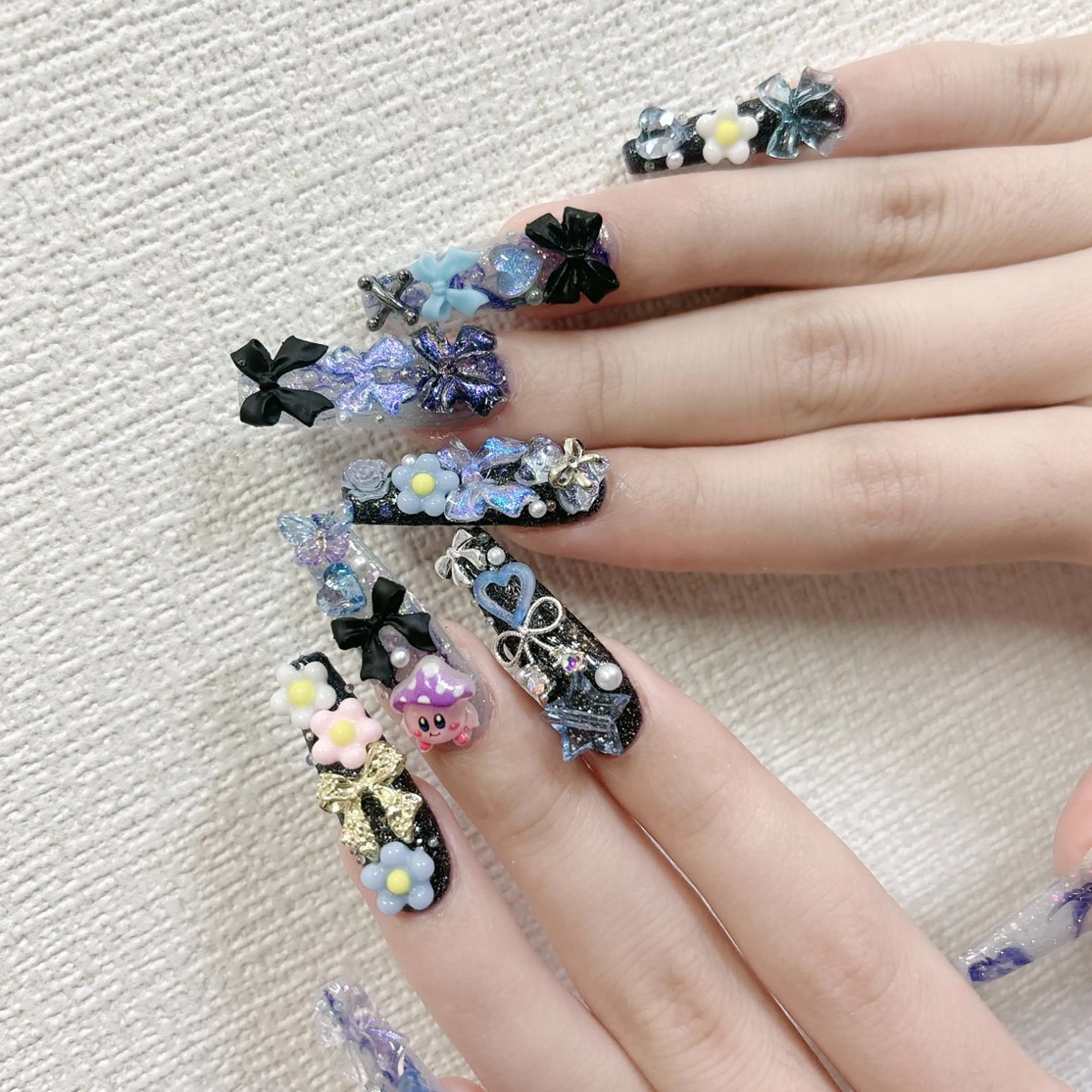 ネイル 成人式 ジェルネイル ロングネイル マグネットネイル ミディアムネイル ハンドネイル MoMoA Nail ネイル長さ出し専門店のネイルデザイン