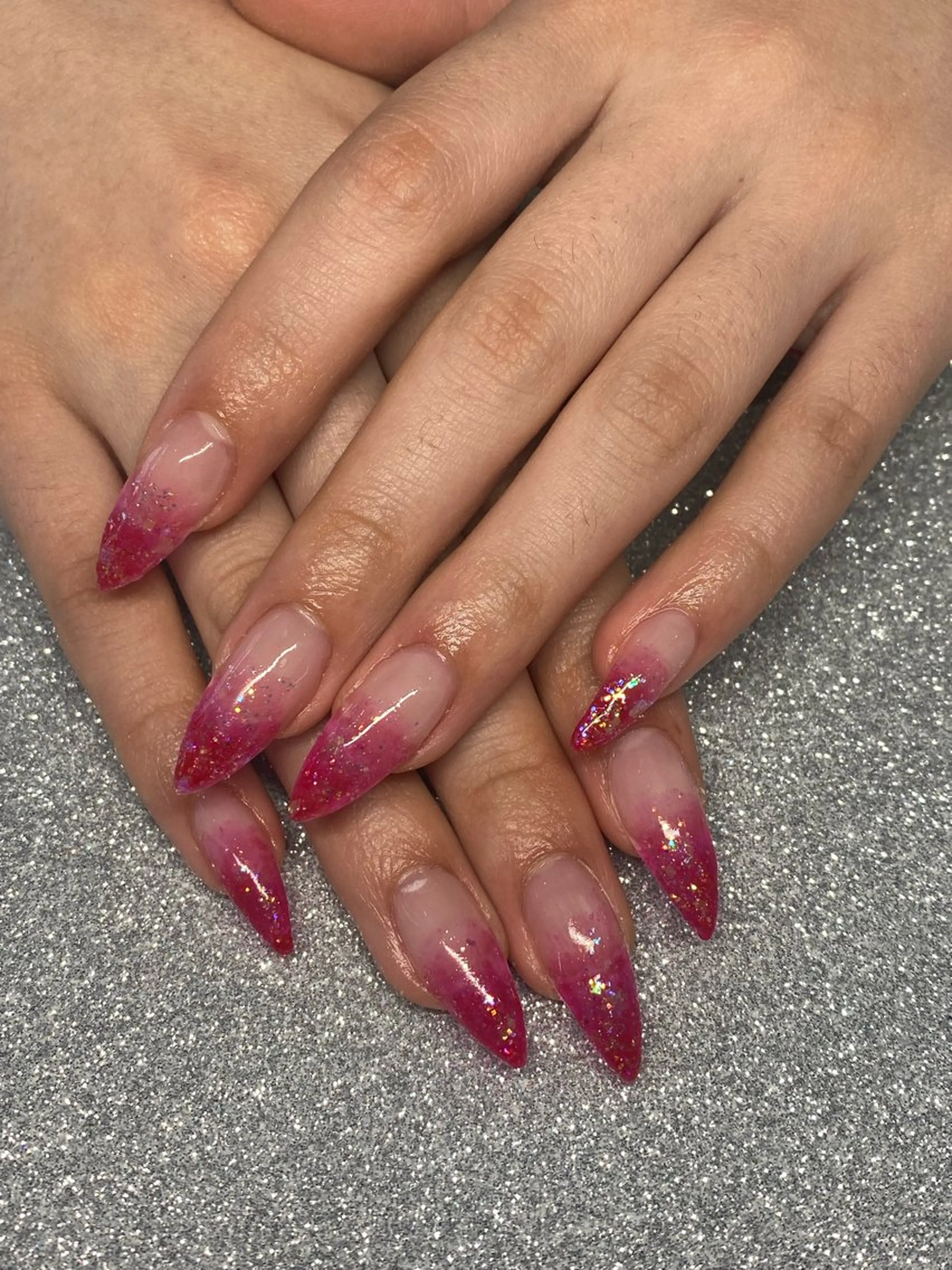 長さだし(ジェルスカ】+ ラメグラ　オフなしの写真