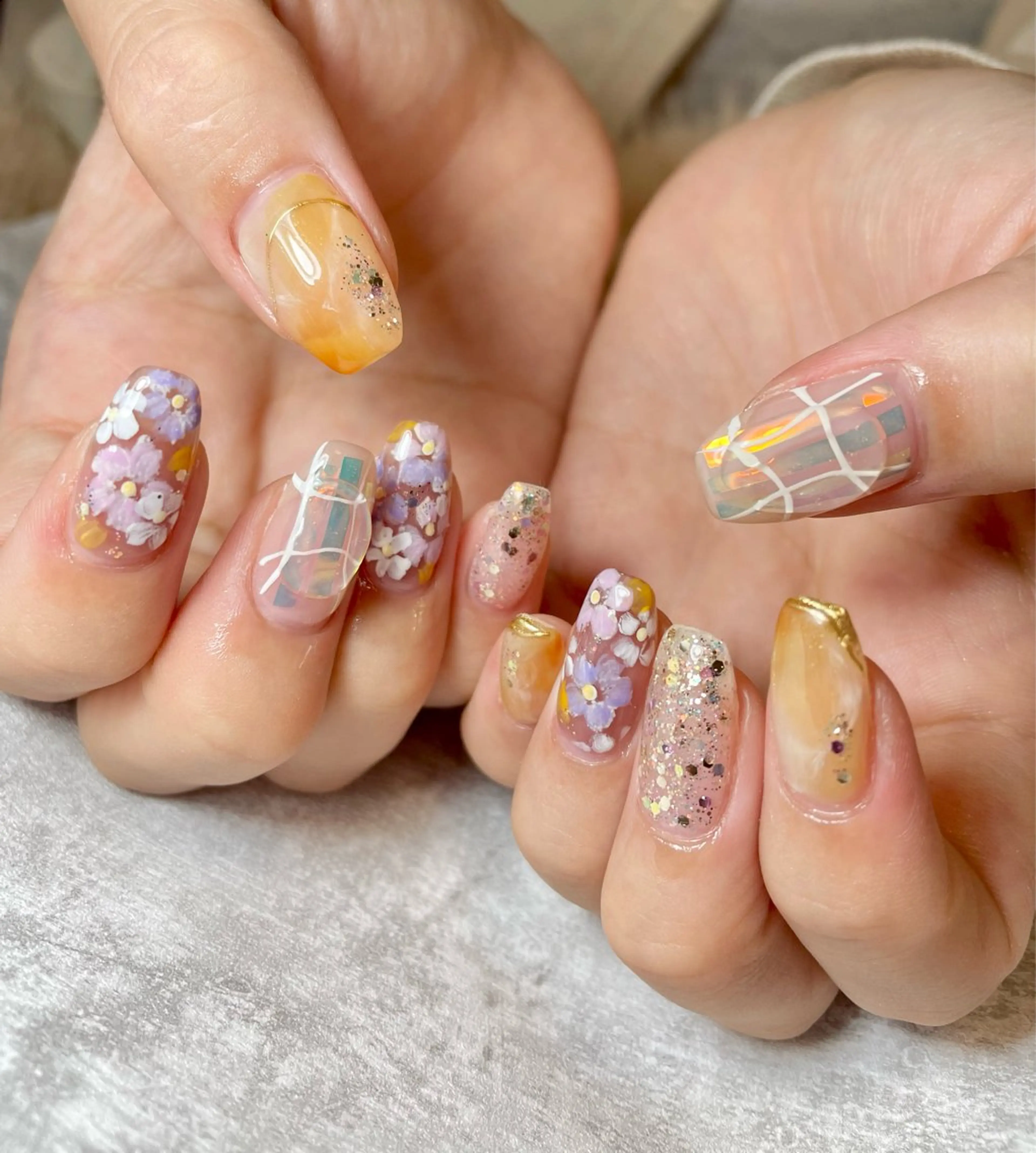 ネイル アートネイル クリアネイル フラワーネイル 持ち込み ニュアンスネイル nana .のネイルデザイン