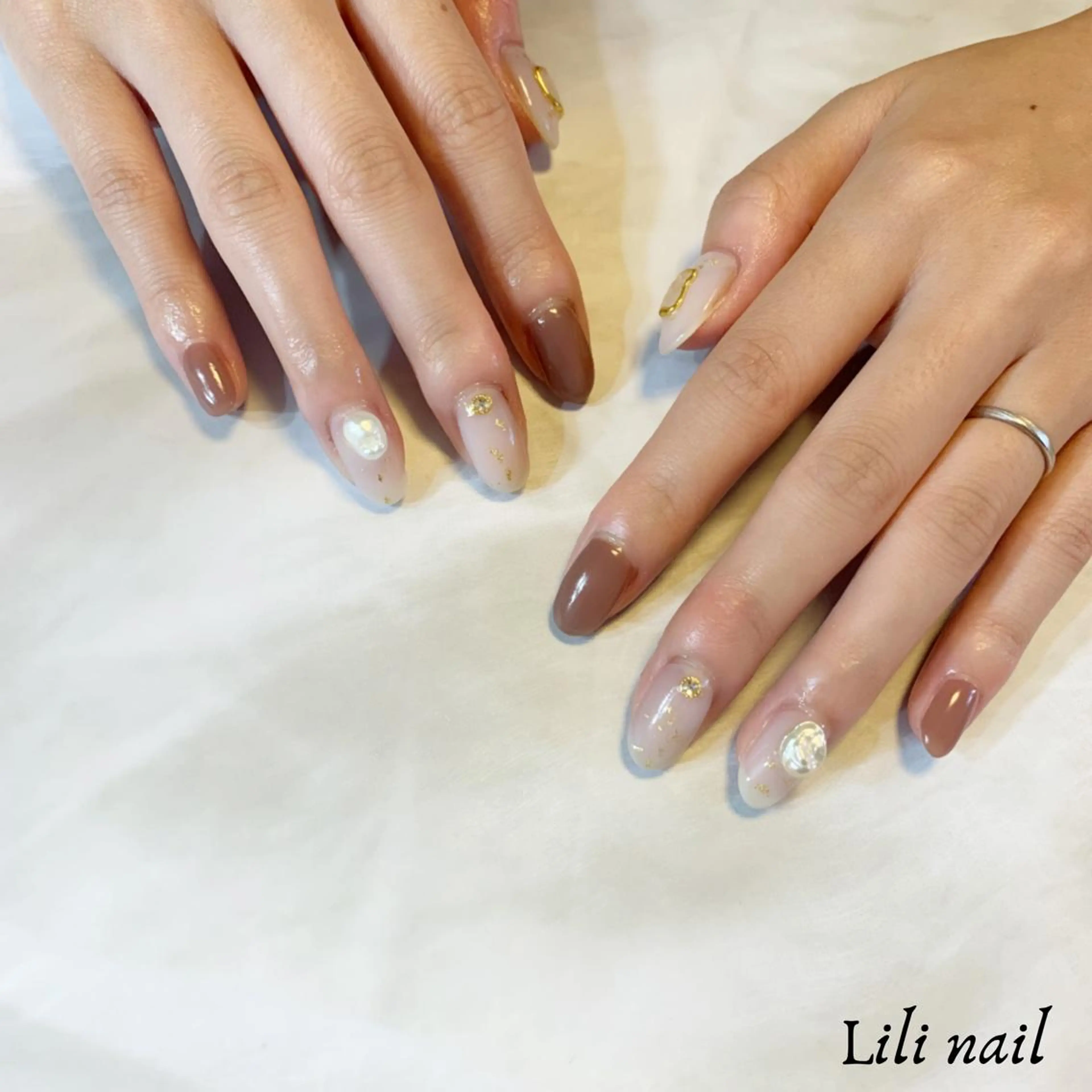 ネイル ブラウン Lilibeauty salonのネイルデザイン