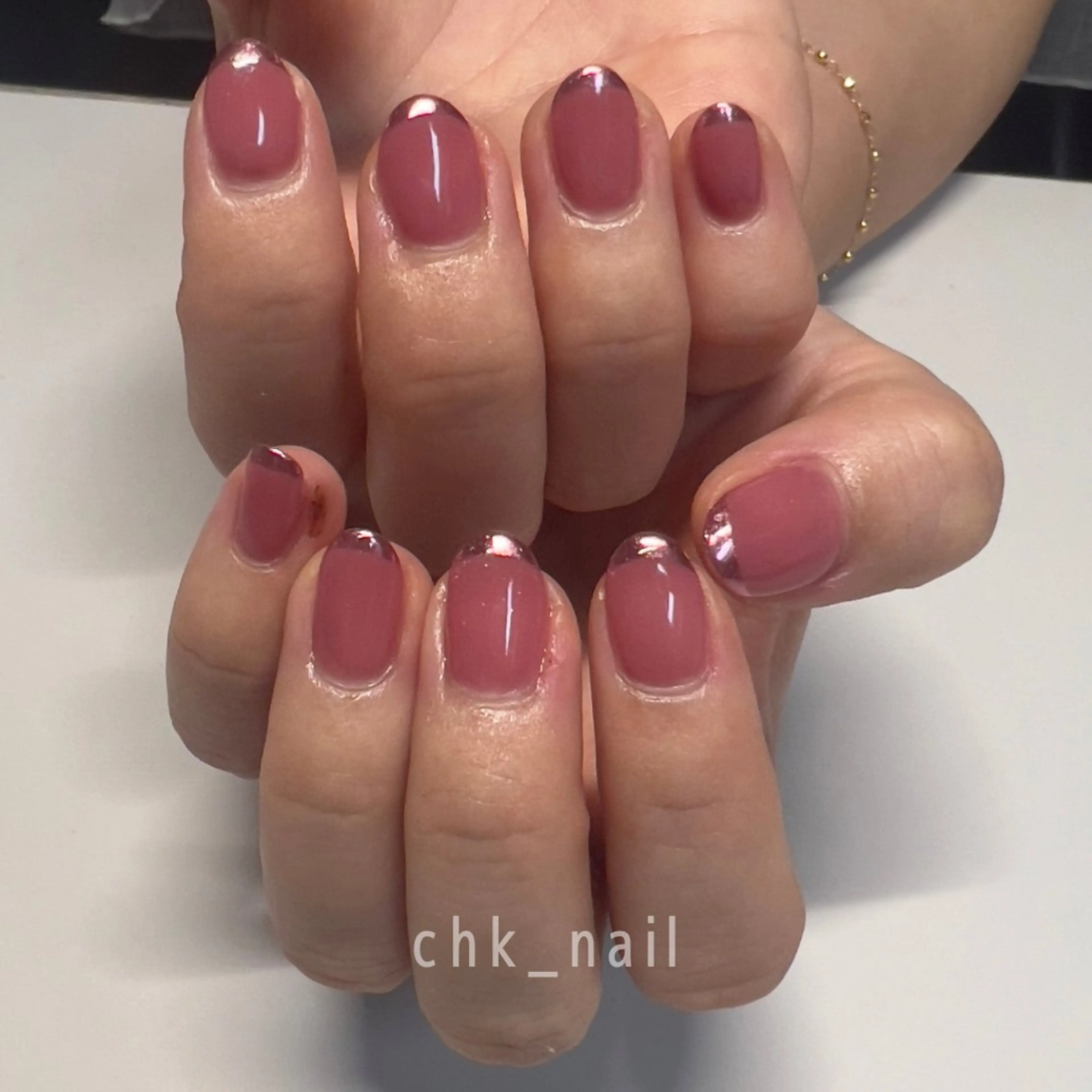 ネイル フレンチネイル ミラーネイル ピンク takahashi chikaのネイルデザイン