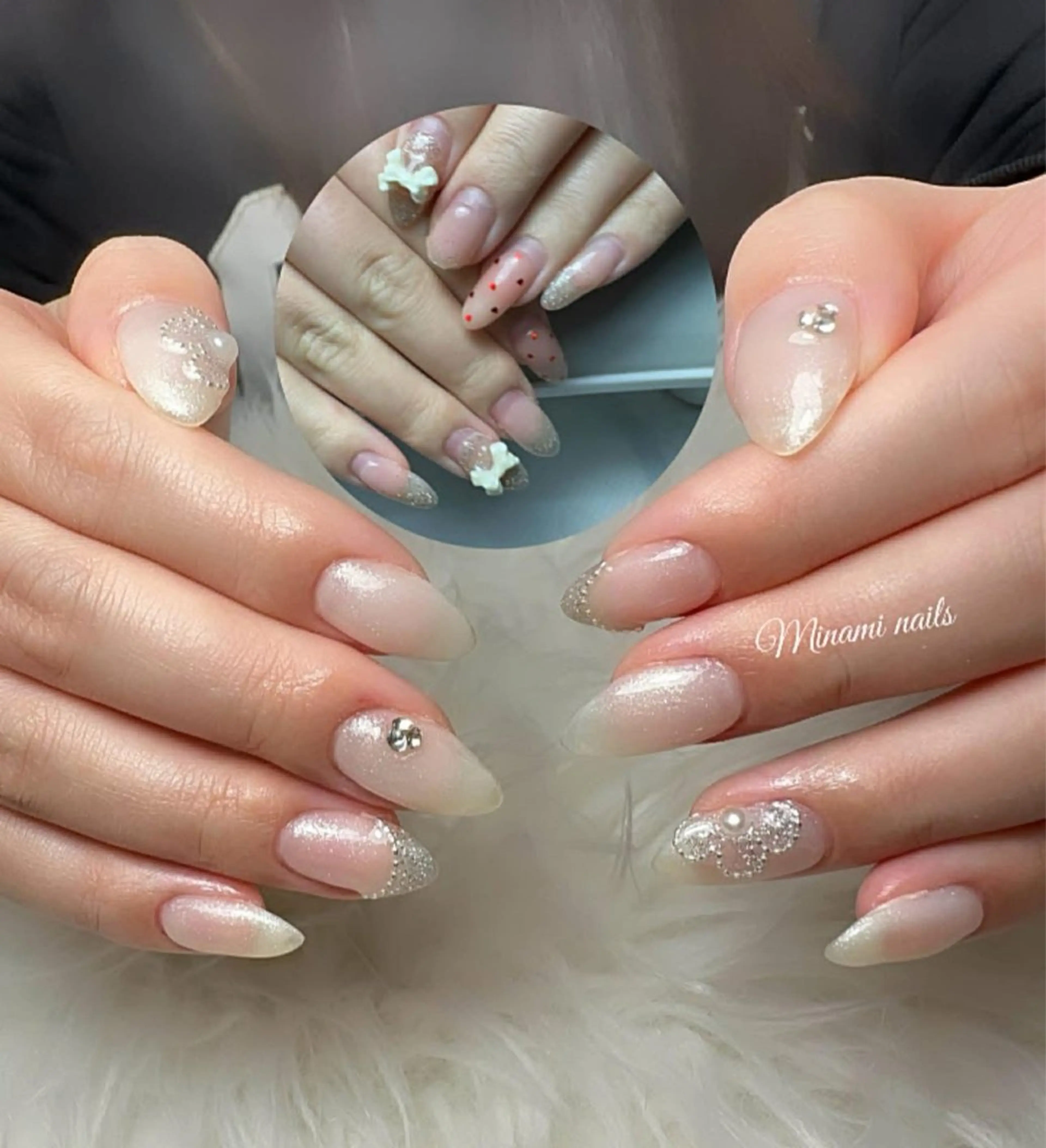 ネイル アートネイル オーロラネイル ガーリー キラキラネイル 韓国ネイル ハンドネイル Minami Nailsのネイルデザイン