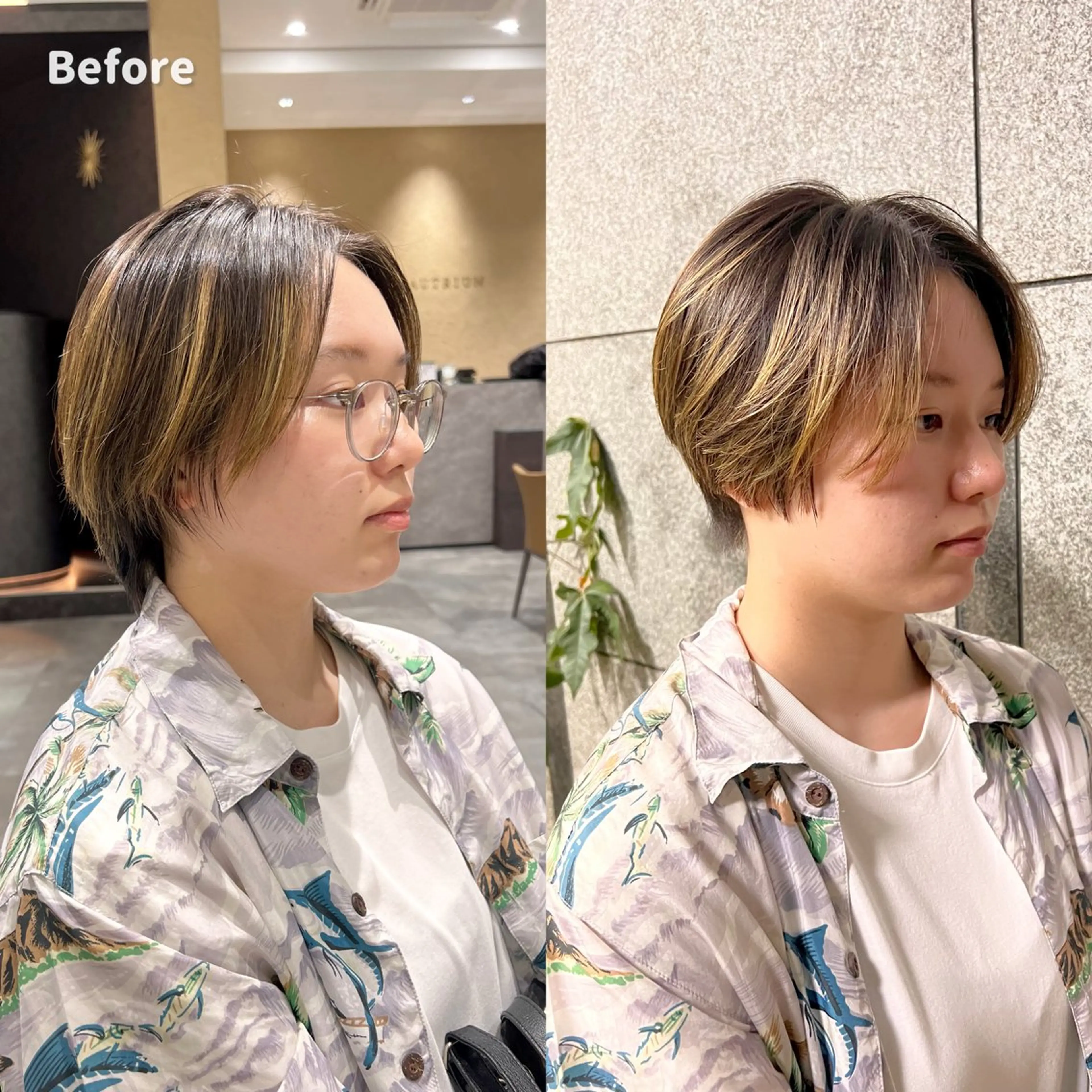 ショート カラー ハンサムショート ハイライトカラー 伸ばしかけ ハイライト 似合わせカット BEAUTRIUM  銀座店所属・カット無料🎶 たるみことりのヘアスタイル