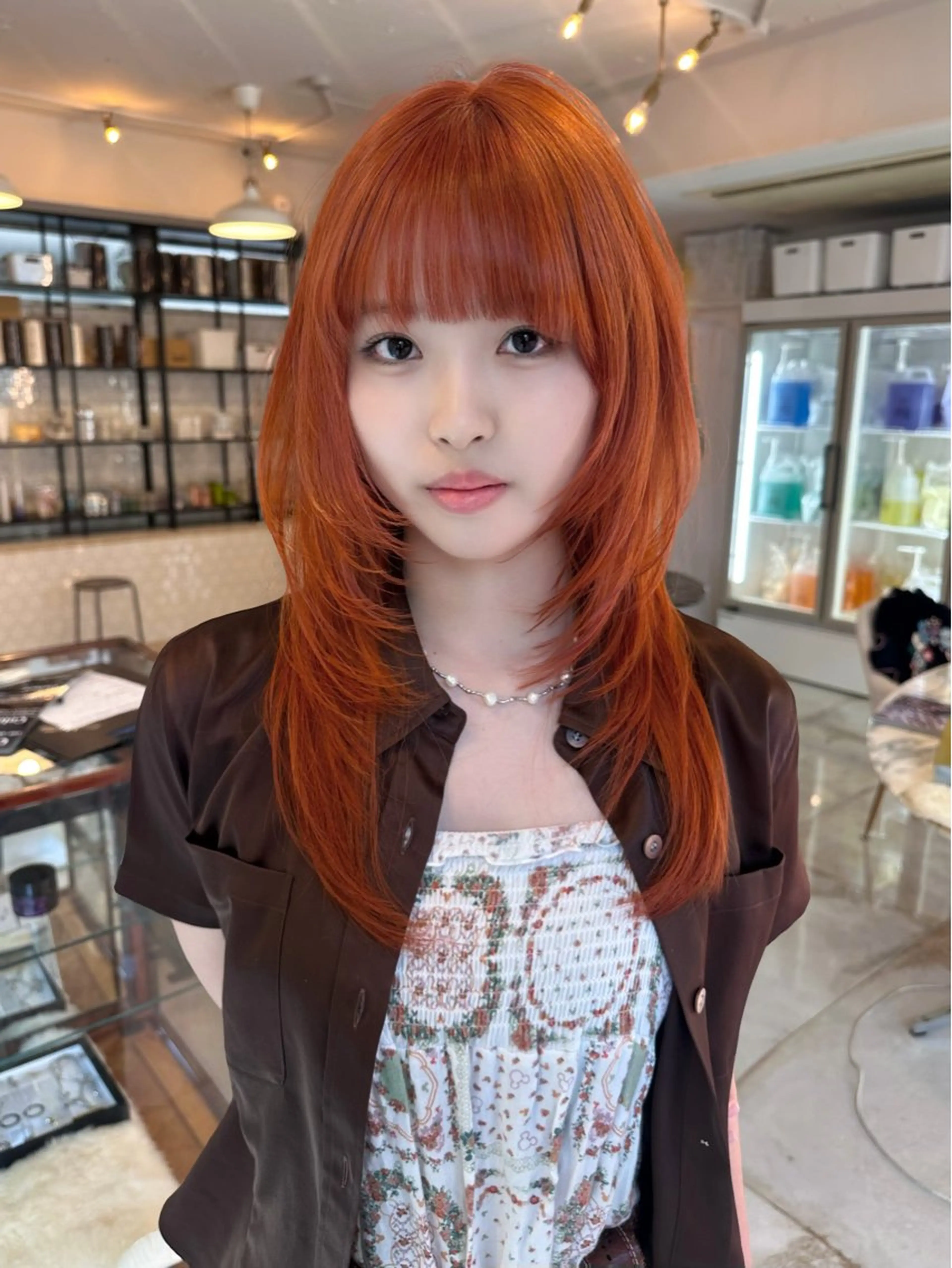 セミロング カラー カット ヘアカラー トリートメント RiA/レイヤーカッ ト/ハッシュカットのヘアスタイル