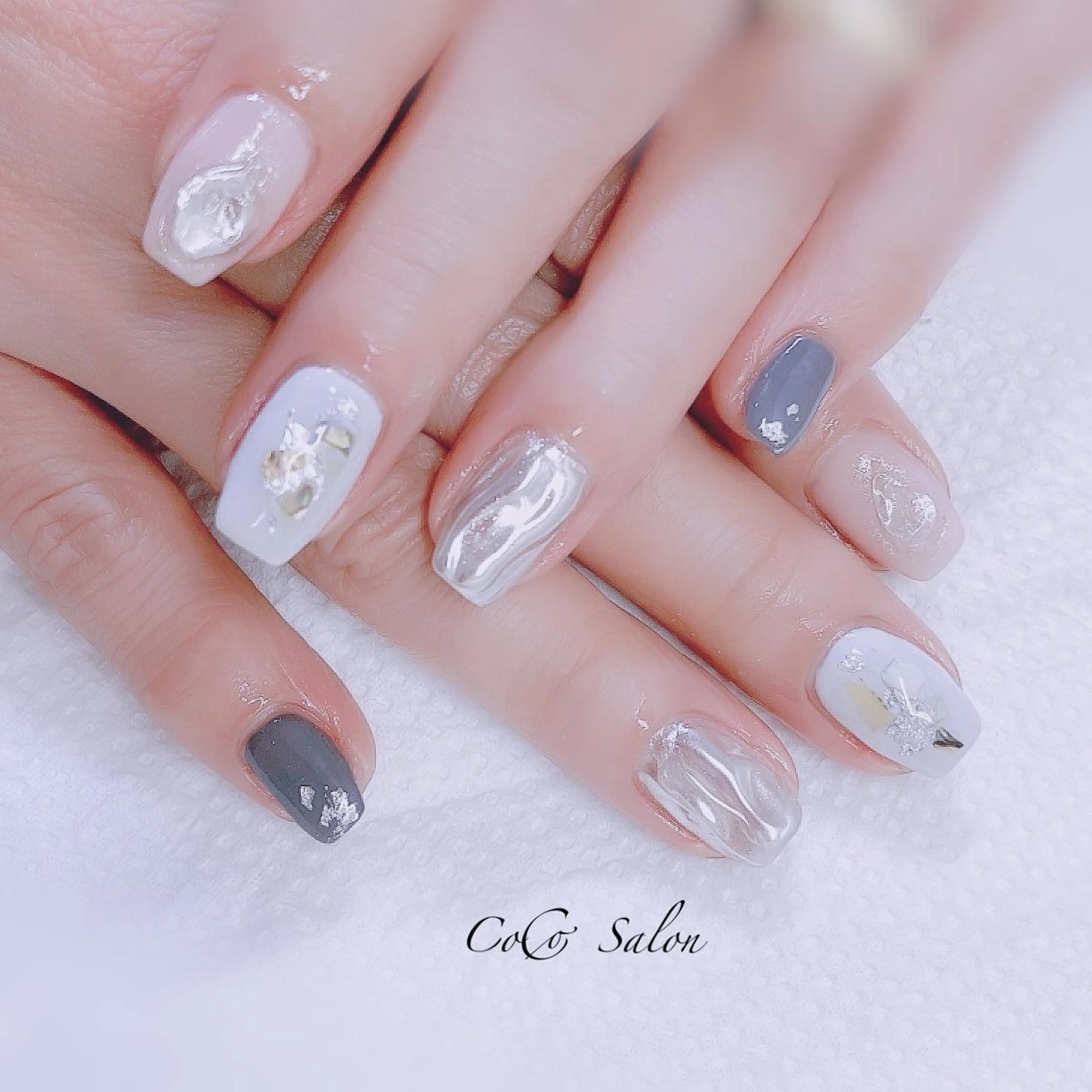 ネイル 長さ出し ジェルネイル ミラーネイル オフィスネイル ワンカラーネイル ハンドネイル CoCoSalon ネイル/まつ毛予約のネイルデザイン