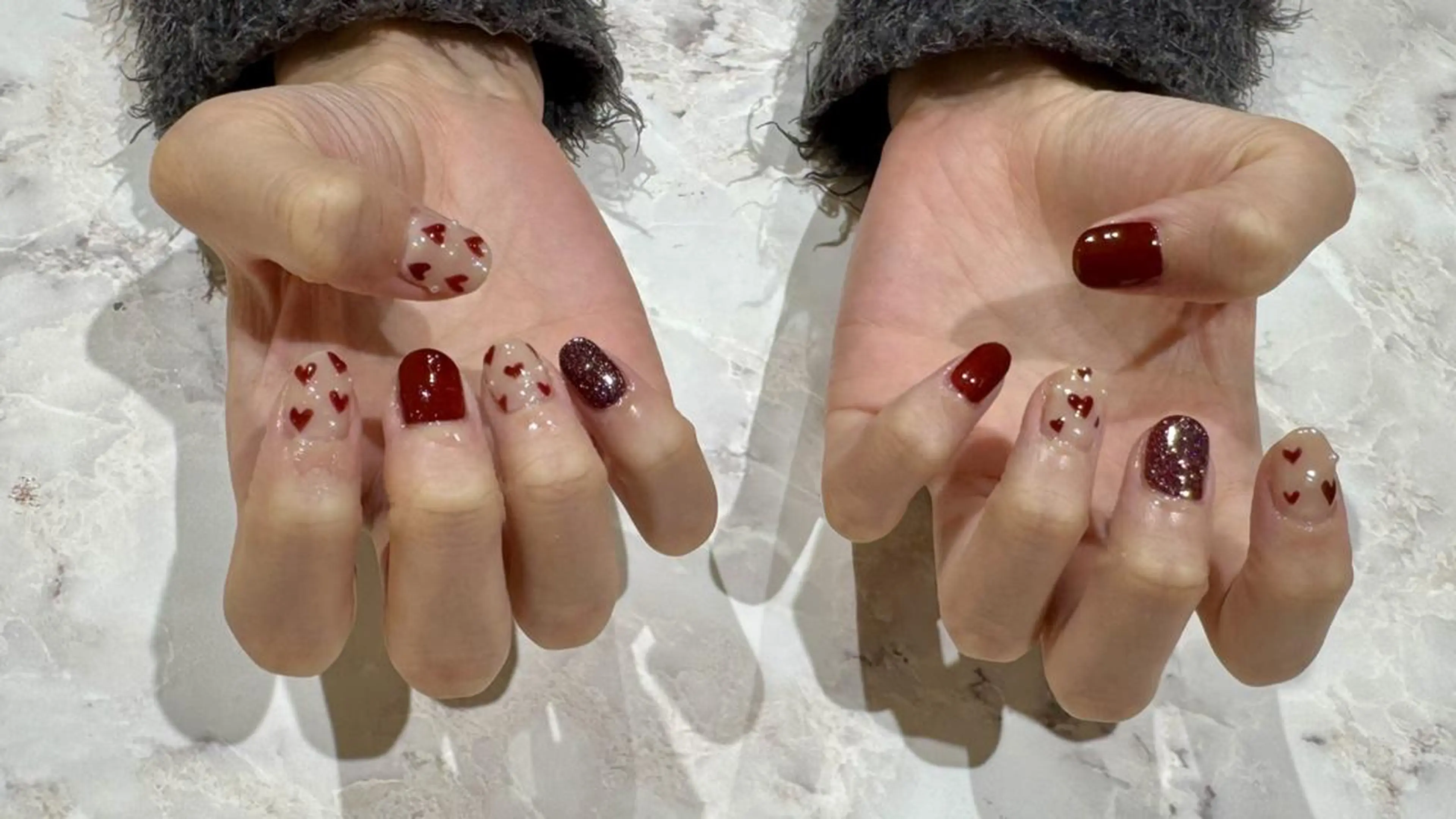 ネイル ハート 持ち込み 赤色 ハンドネイル Nail Salon Lindaのネイルデザイン