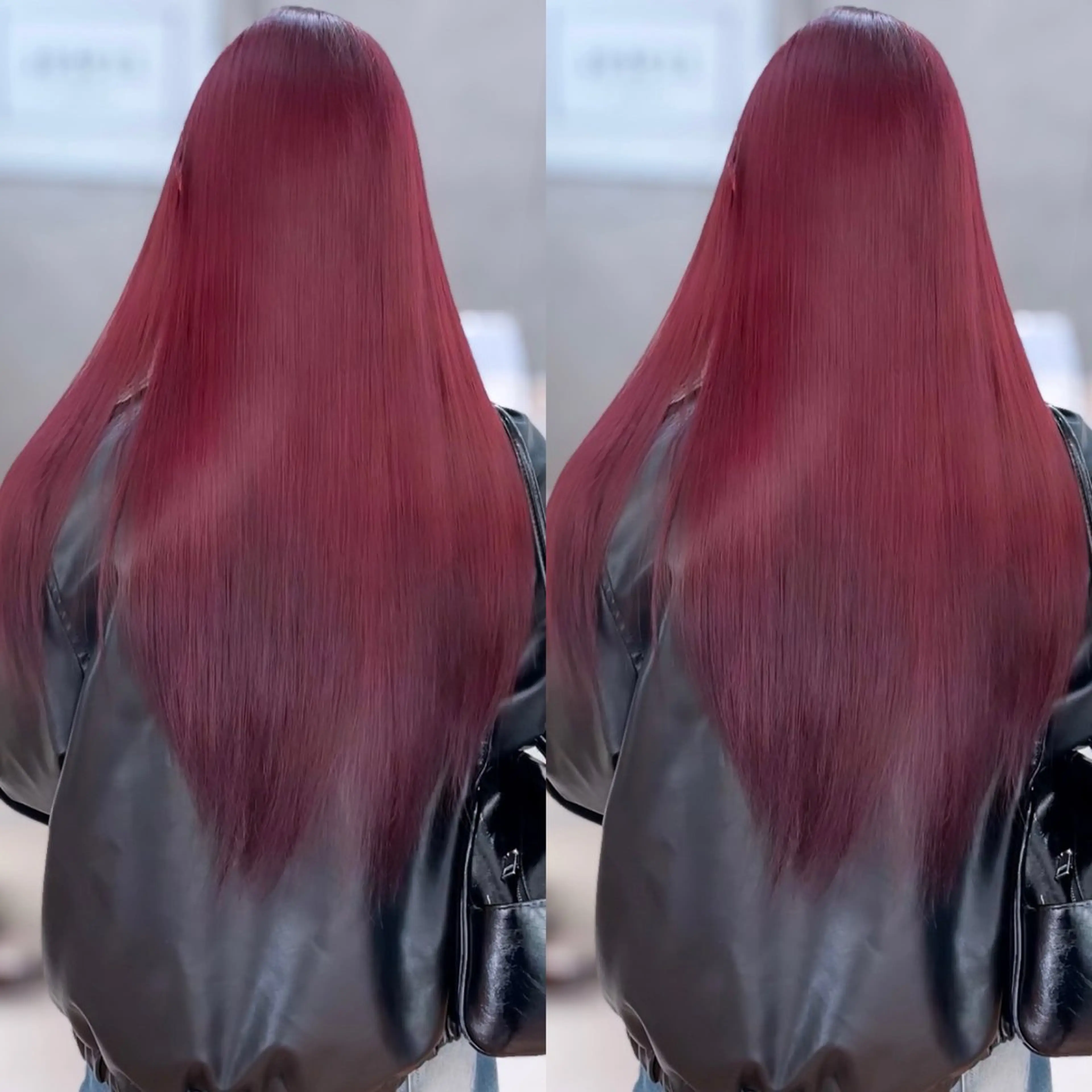 ロング カラー ブリーチ ブリーチなしカラー ピンクカラー ブリーチなしピンク 縮毛艶髪矯正/吉村のヘアスタイル