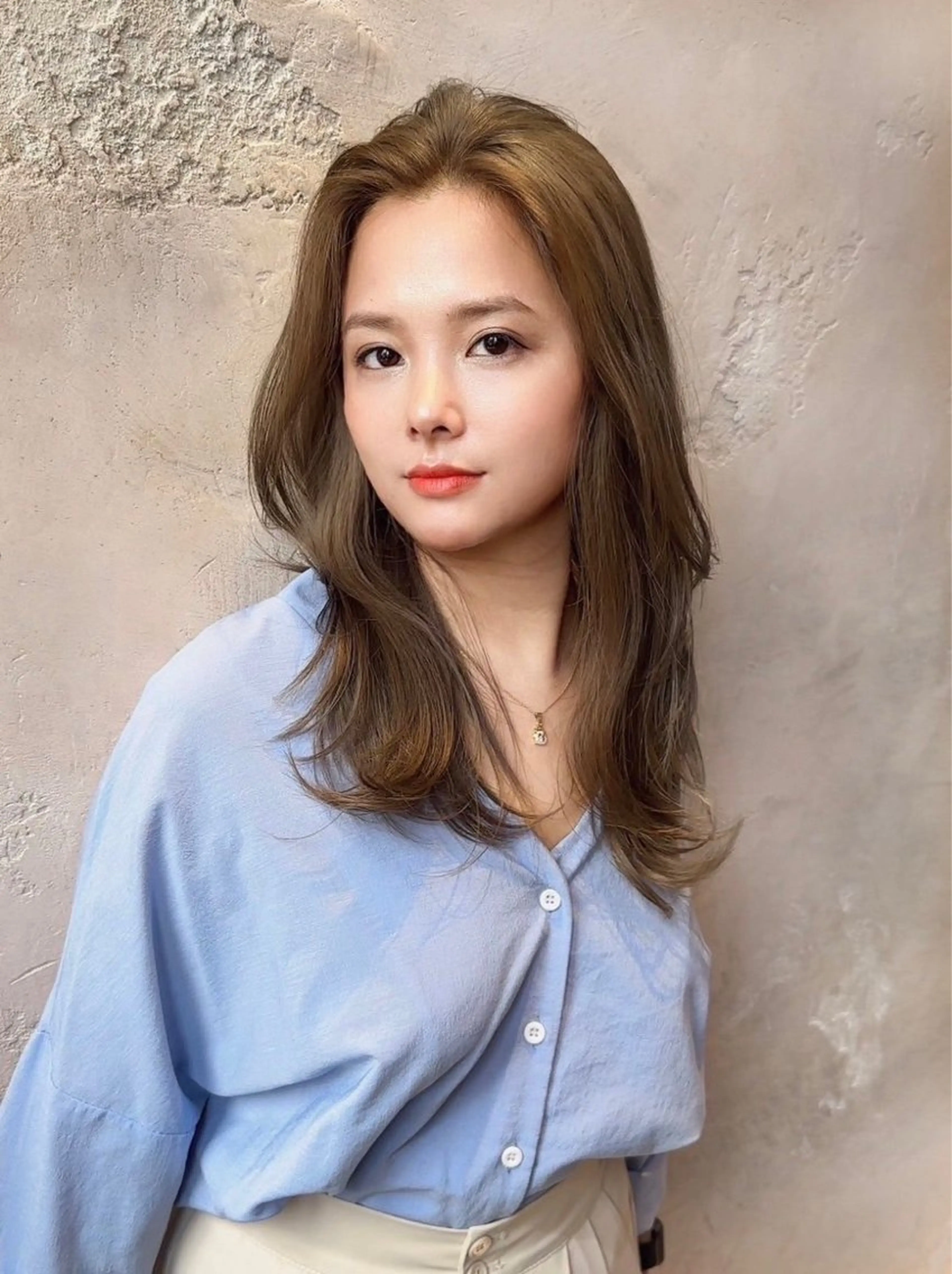 ミディアム ヘアカラー トリートメント ブリーチなしダブル カラー縮毛矯正　下野のヘアスタイル