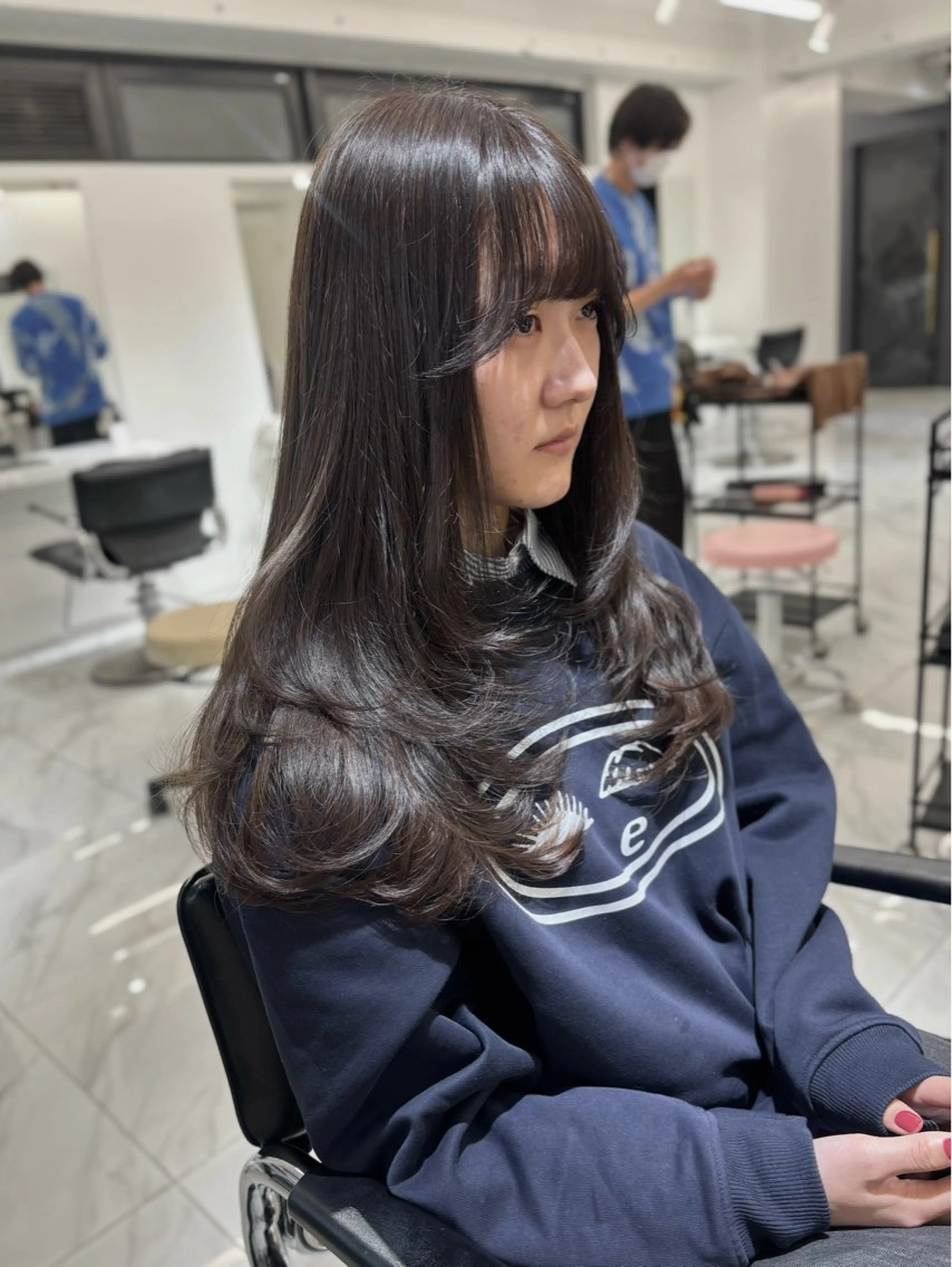 ロング カラー グレージュ 韓国風ヘア レイヤーカット カット ヘアカラー 🩶大人韓国ヘア 渋谷/Satsukiのヘアスタイル